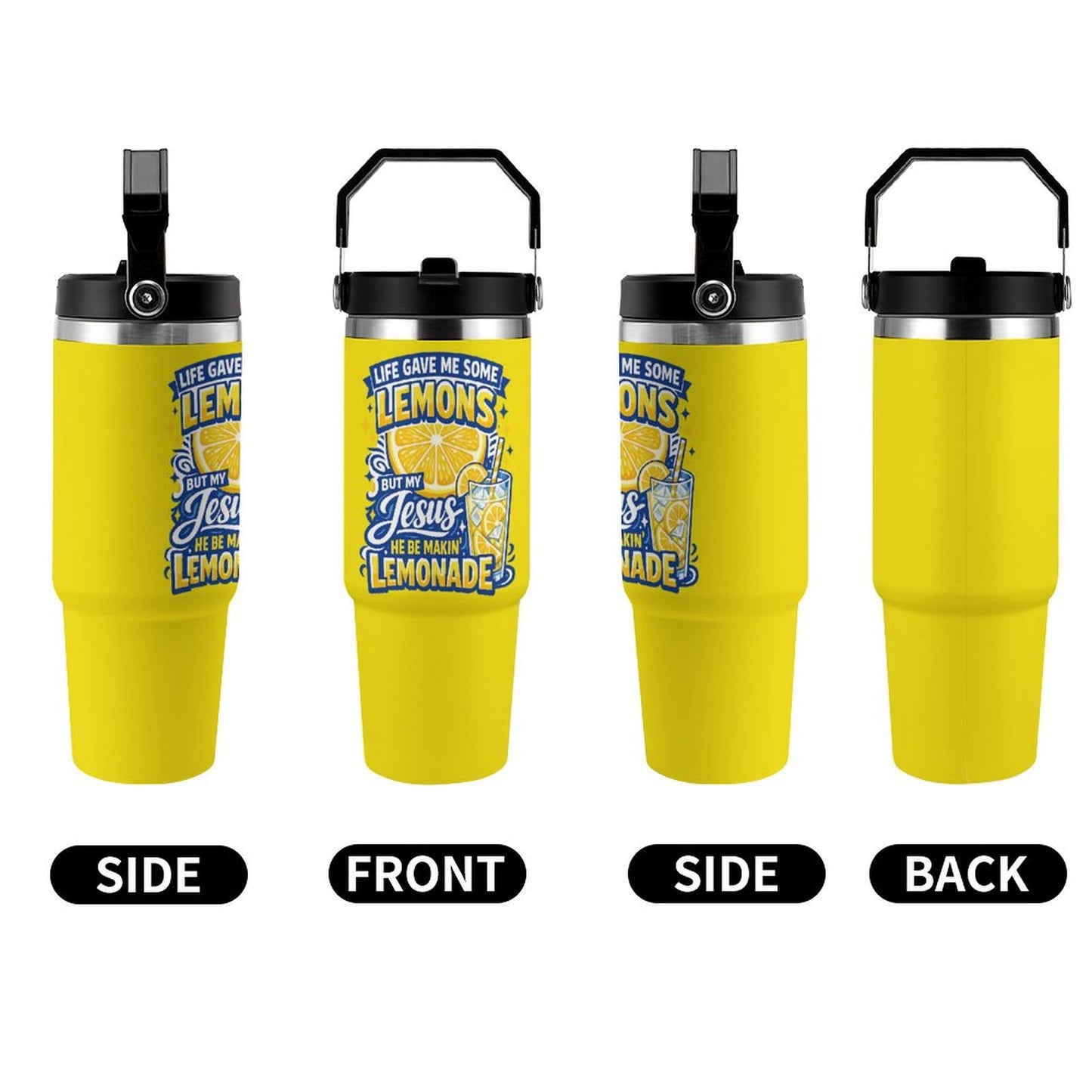Life Gave Me Some Lemons 30oz Christian Tumbler with Handle - ClaimedbyGodDesigns