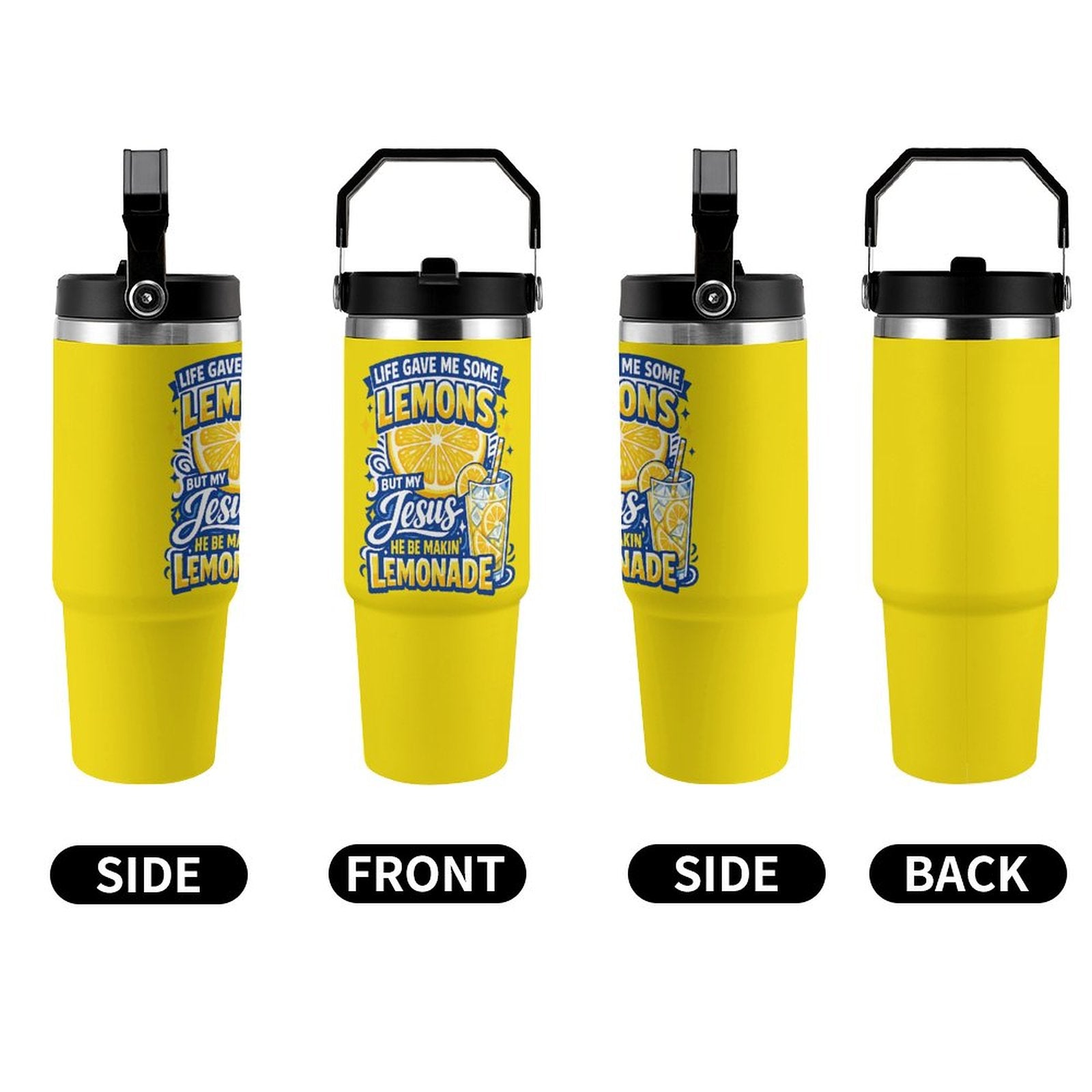 Life Gave Me Some Lemons 30oz Christian Tumbler with Handle - ClaimedbyGodDesigns