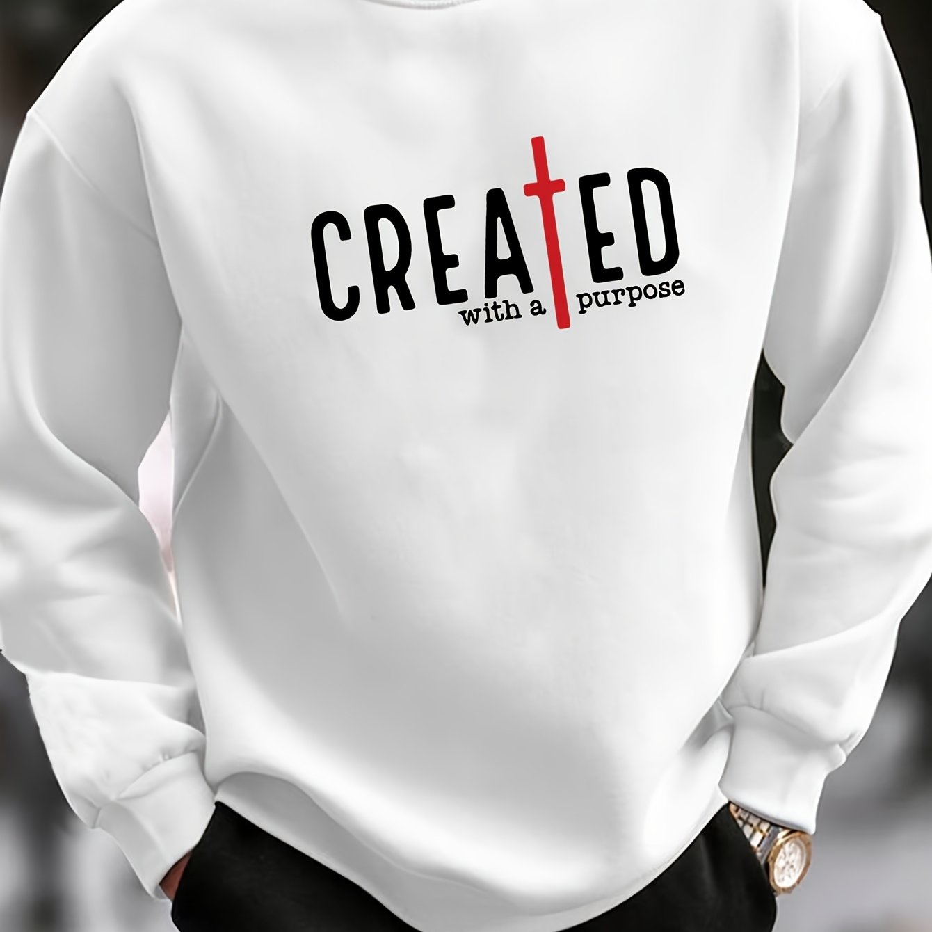 CREATED With A Purpose Men's Christian Pullover Sweatshirt claimedbygoddesigns