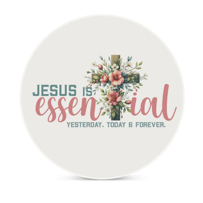 He Is Essential Christian Round Ceramic Coaster - ClaimedbyGodDesigns