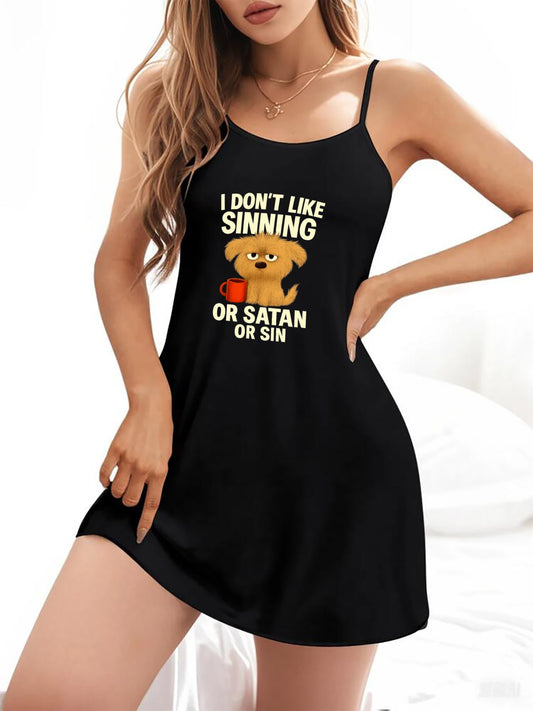 I Don't Like Sinning Women's Christian Camisole Nightdress - ClaimedbyGodDesigns