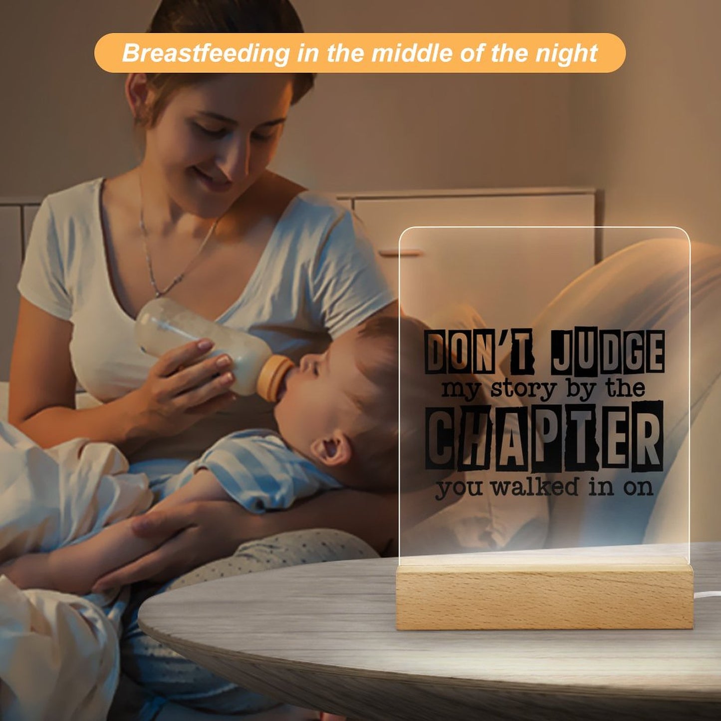 Don't Judge My Story By The Chapter You Walked In On Christian  Acrylic Night Light with Wooden Base Christian Gift Idea