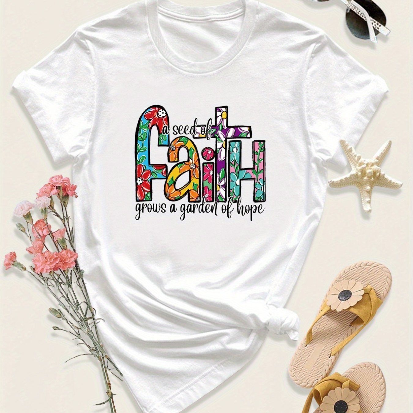 A Seed Of Faith Grows A Garden Of Hope Women's Christian T-Shirt claimedbygoddesigns