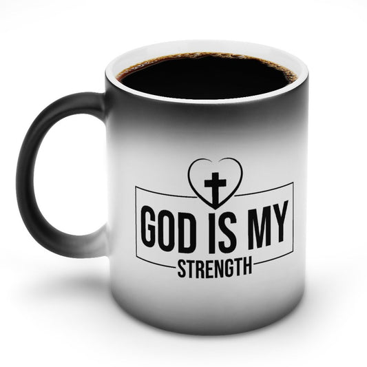 God Is My Strength Christian Color Changing Mug (Dual-sided)