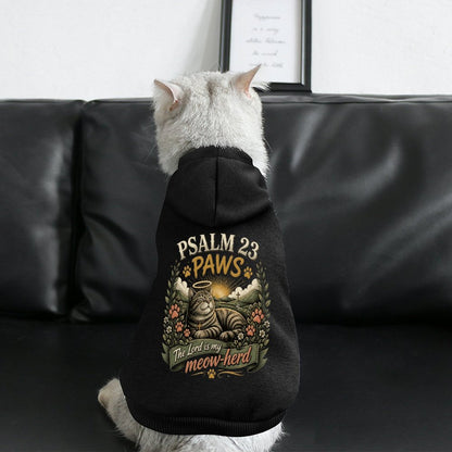 Psalm 23 Paws Christian Pet Hooded Pullover Sweatshirt Cat Hoodie Warm, Soft & Breathable - ClaimedbyGodDesigns