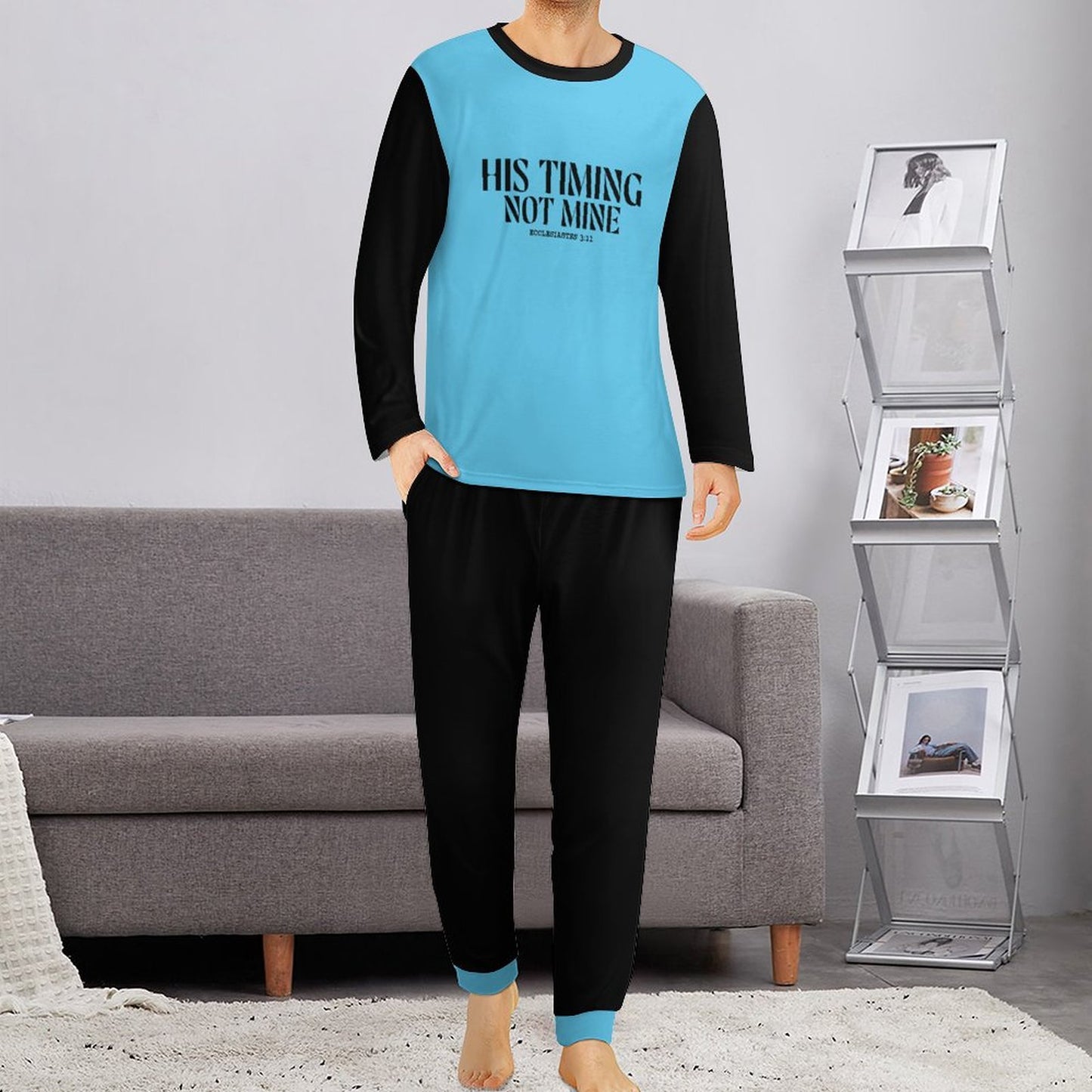 His Timing Not Mine Men's Christian Pajamas - ClaimedbyGodDesigns