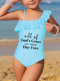 All Of His Grace In One Tiny Face Kid's Christian Swimsuit - ClaimedbyGodDesigns