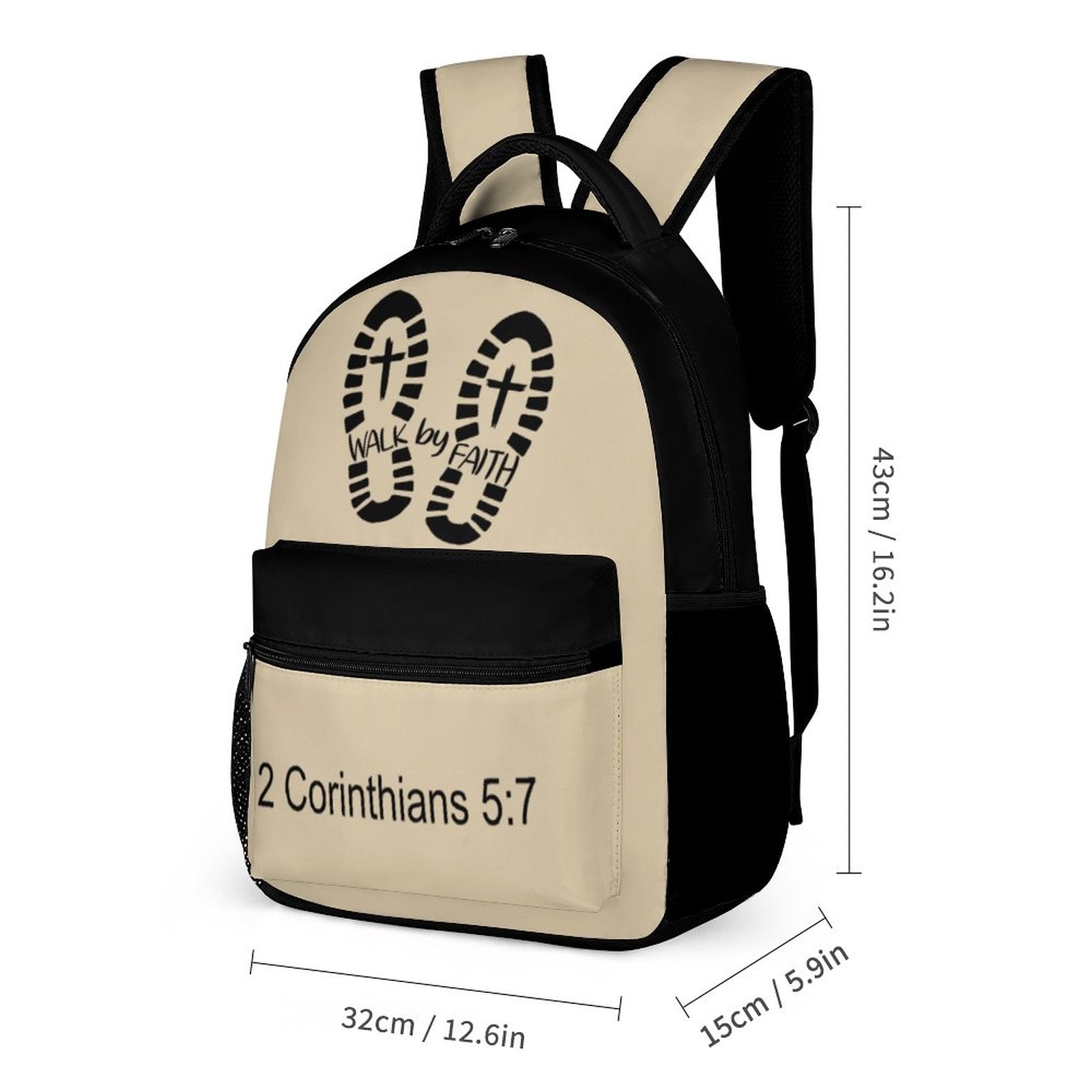 Walk By Faith 3 Pcs Christian School Backpack Set for Kids (Backpack, Kid's Insulated Lunch Bag & Pencil Case Organizer) - ClaimedbyGodDesigns