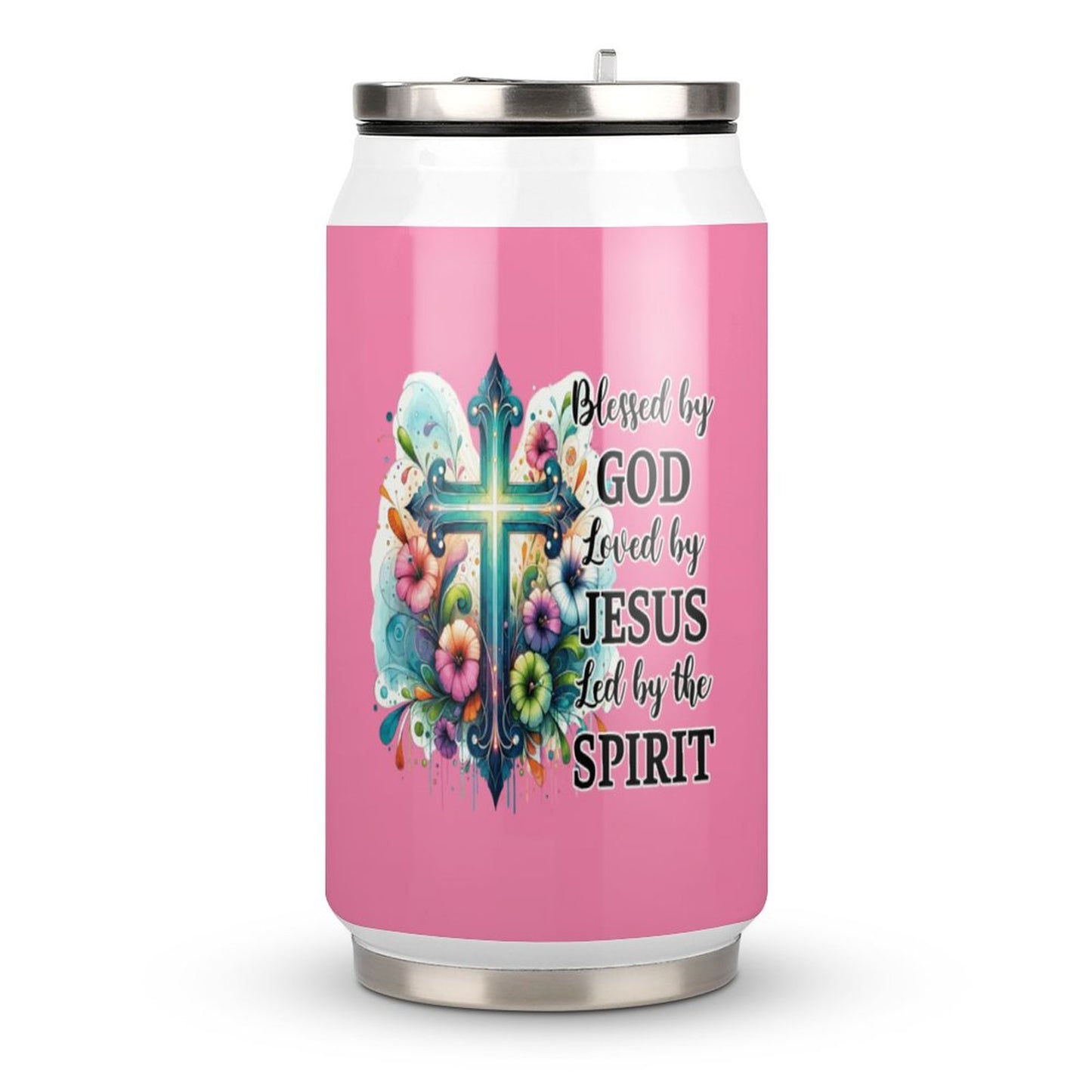 Blessed By God Loved By Jesus Led By The Spirit Unique Christian Stainless Steel Tumbler with Straw SALE-Personal Design