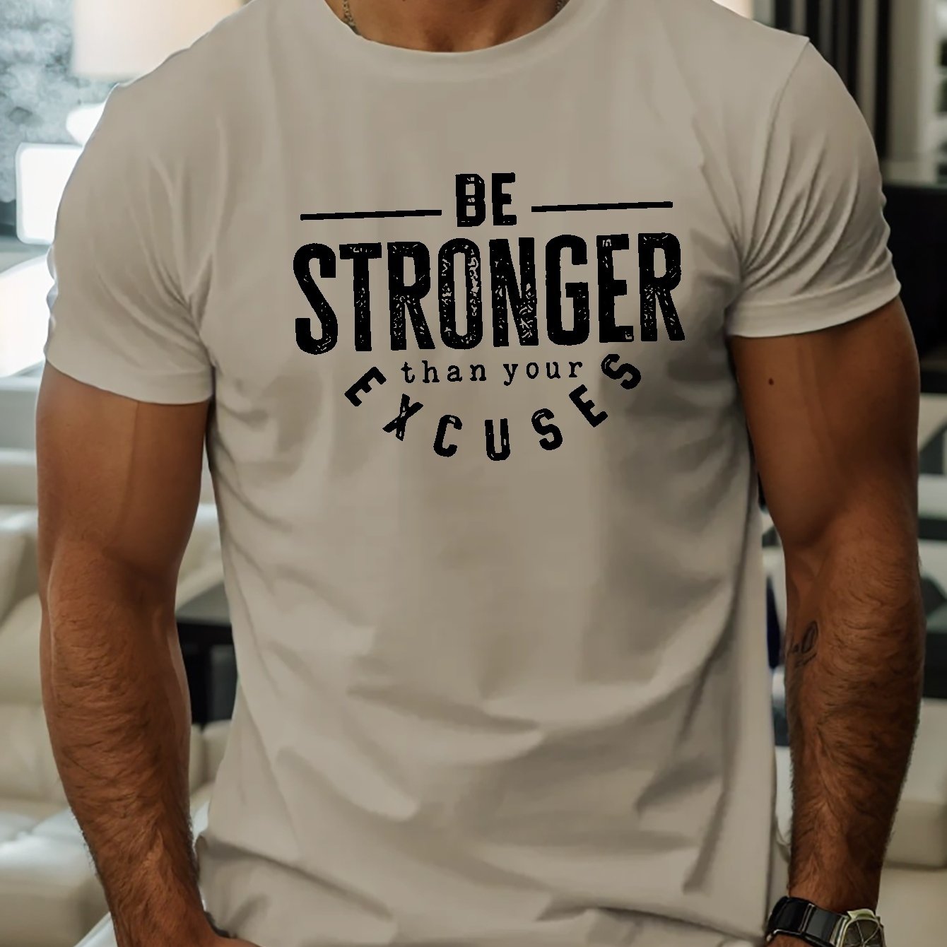 BE STRONGER THAN YOUR EXCUSES Men's Christian T-shirt claimedbygoddesigns