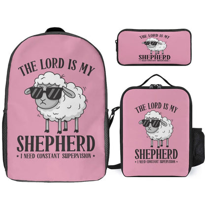I Need Constant Supervision (girl) 3 Pcs Christian School Backpack Set for Kids (Backpack, Lunch Bag and Pencil Case)