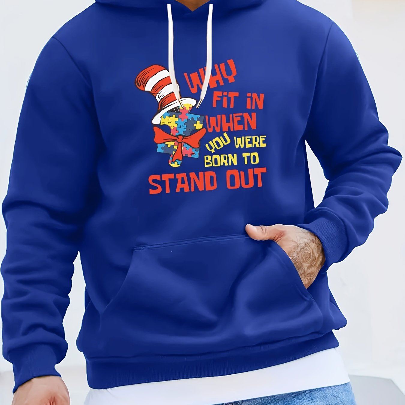 Why Fit In When You Were Born To Stand Out Men's Christian Pullover Hooded Sweatshirt claimedbygoddesigns
