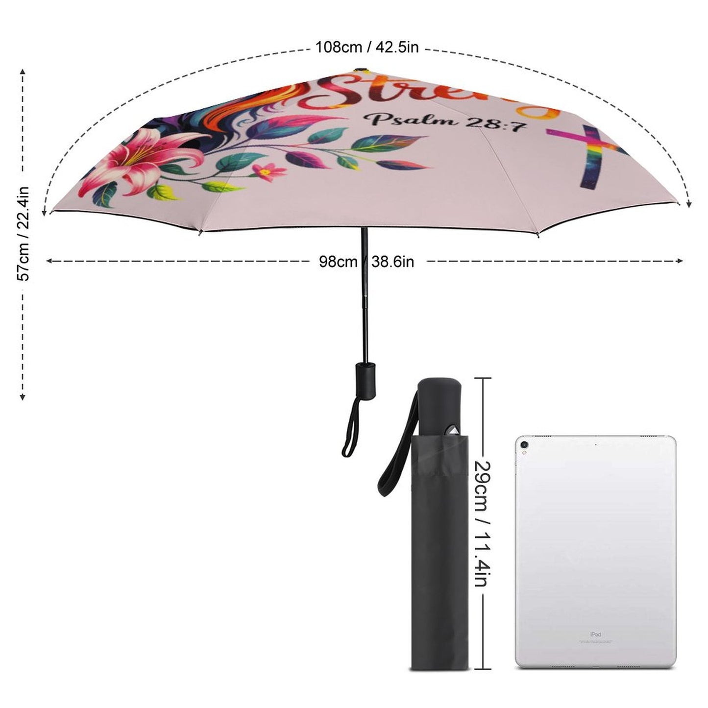 He Is My Strength Christian Auto Umbrella - ClaimedbyGodDesigns