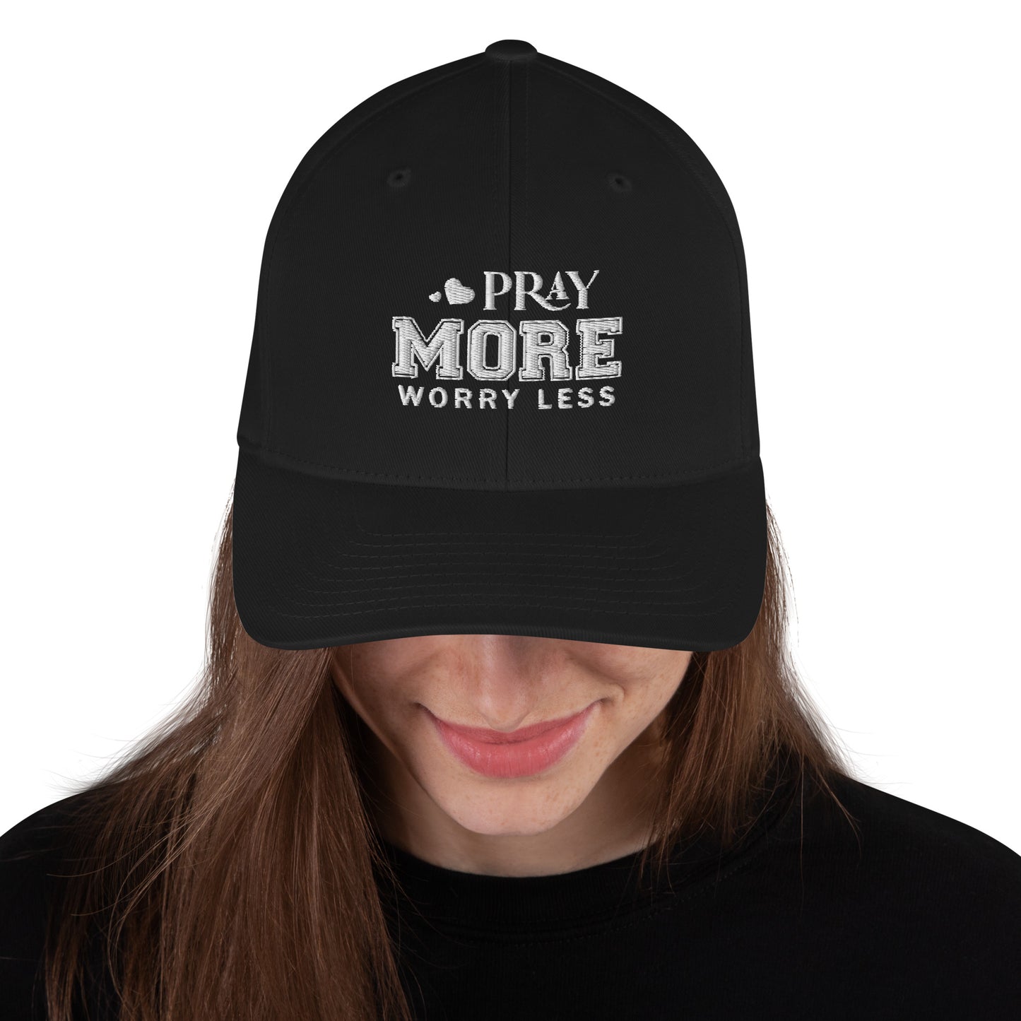 Pray More Worry Less Adult Christian Structured Twill Hat