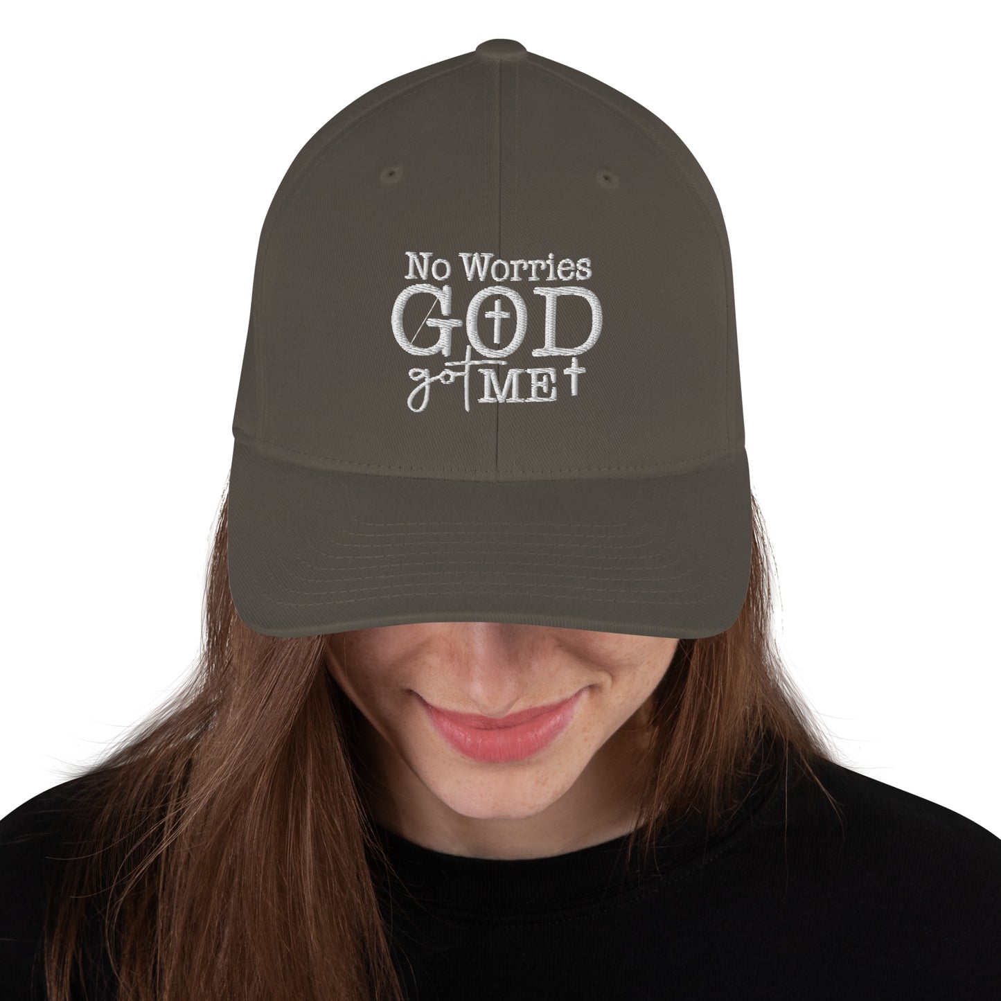 No Worries God Got Me Adult Christian Structured Twill hat