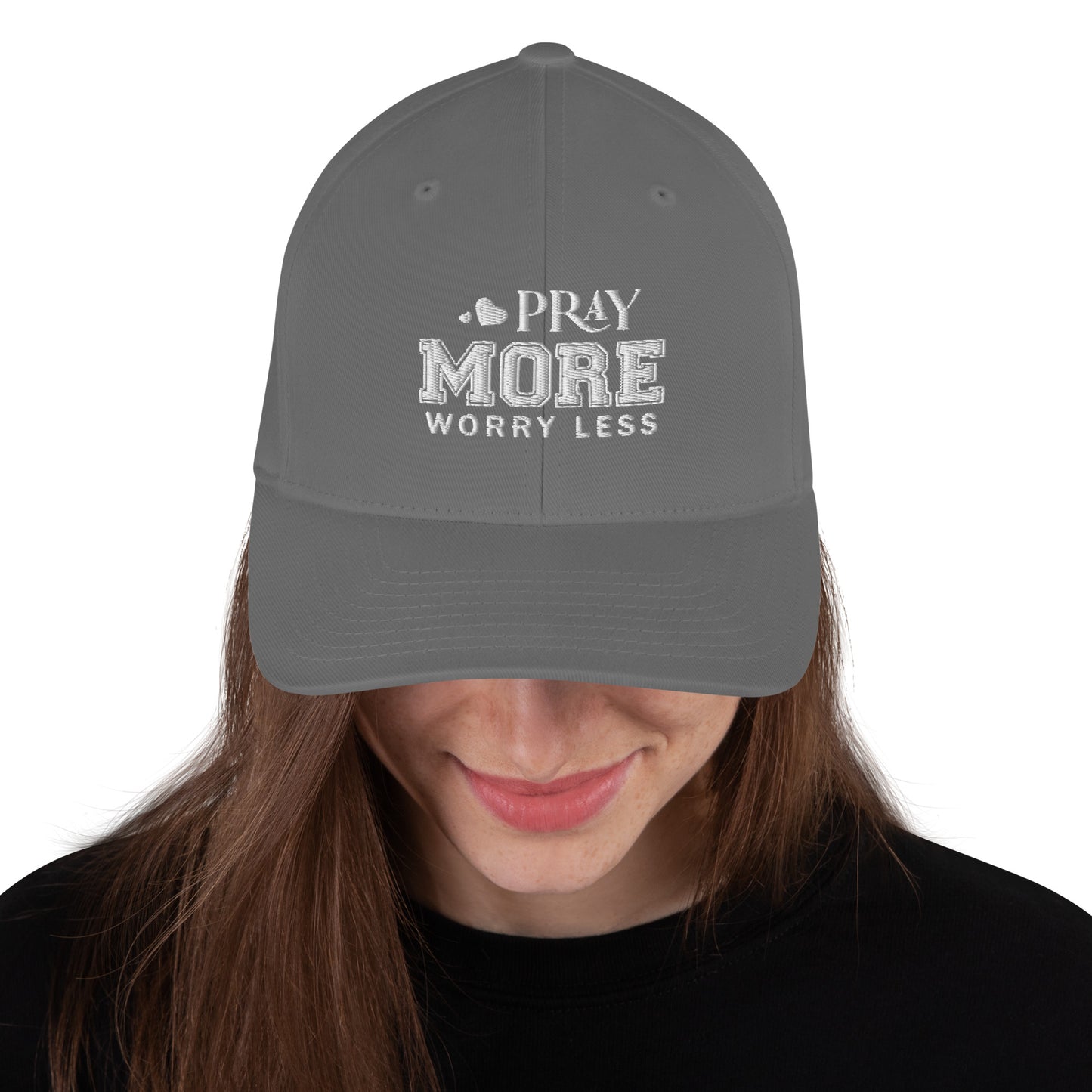 Pray More Worry Less Adult Christian Structured Twill Hat