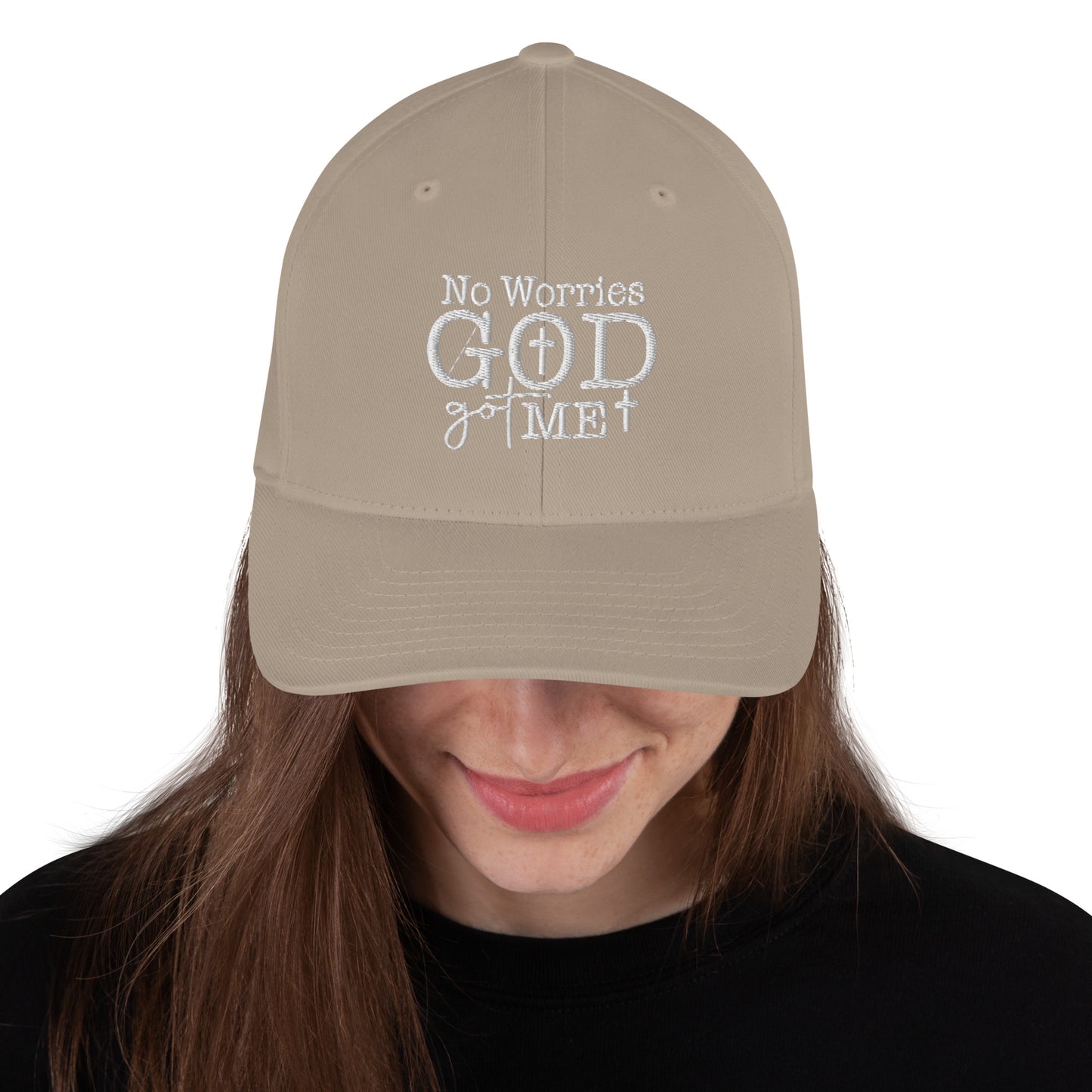 No Worries God Got Me Adult Christian Structured Twill hat