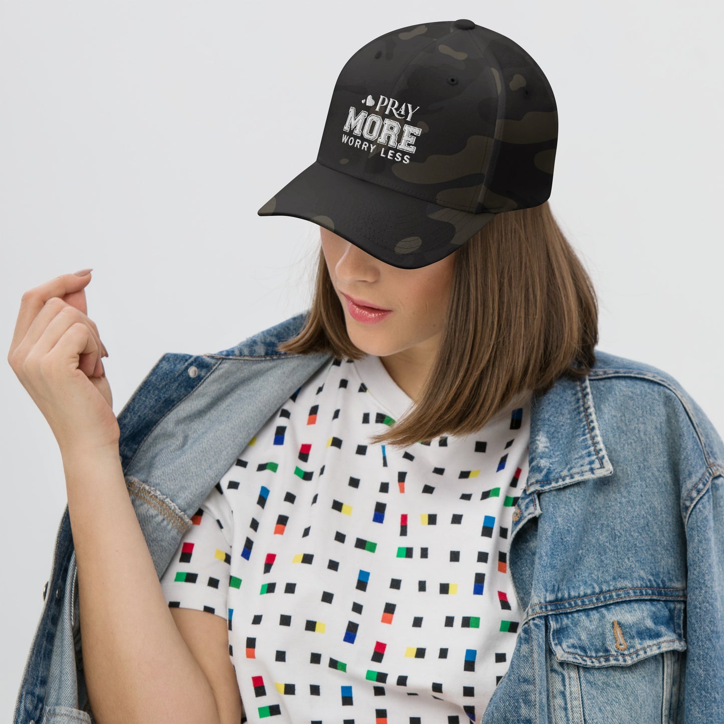 Pray More Worry Less Adult Christian Structured Twill Hat