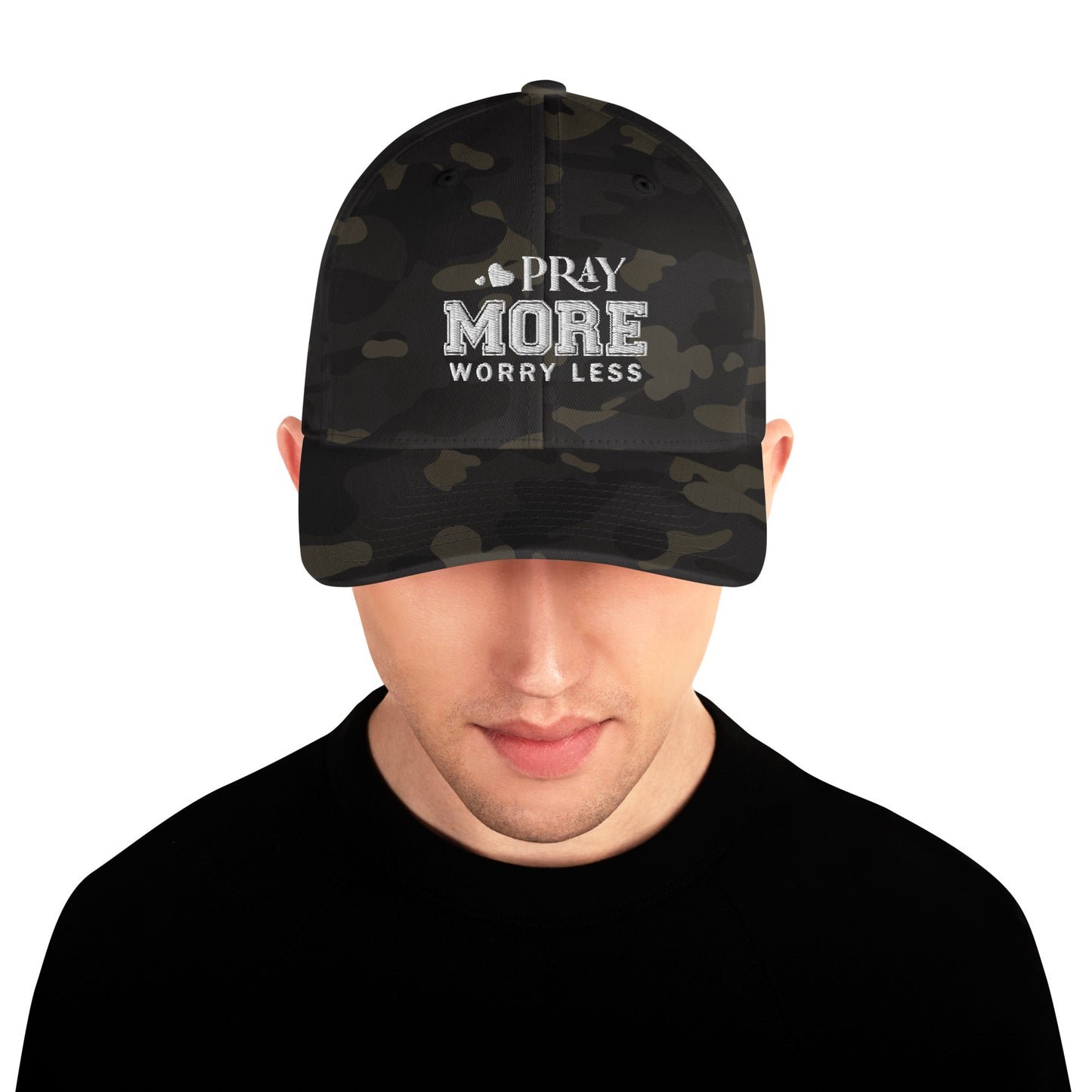 Pray More Worry Less Adult Christian Structured Twill Hat