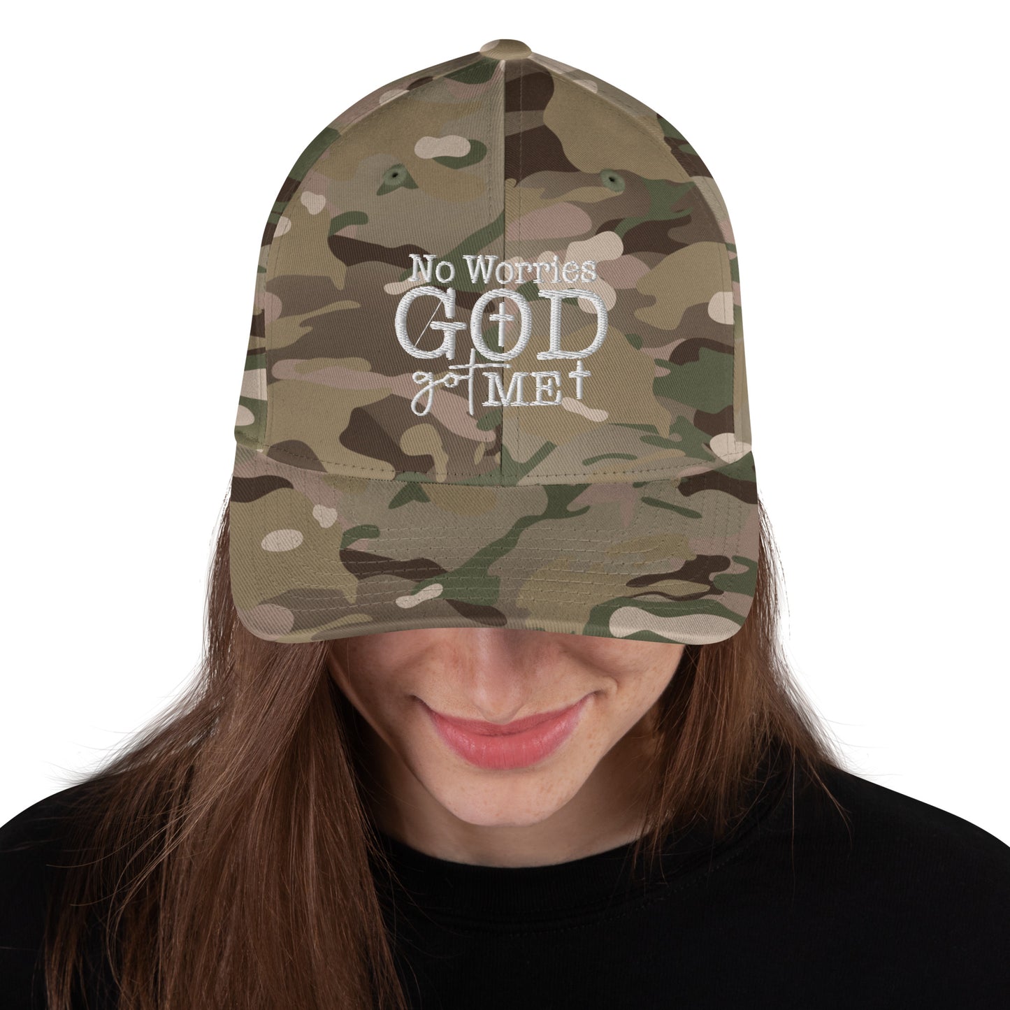 No Worries God Got Me Adult Christian Structured Twill hat