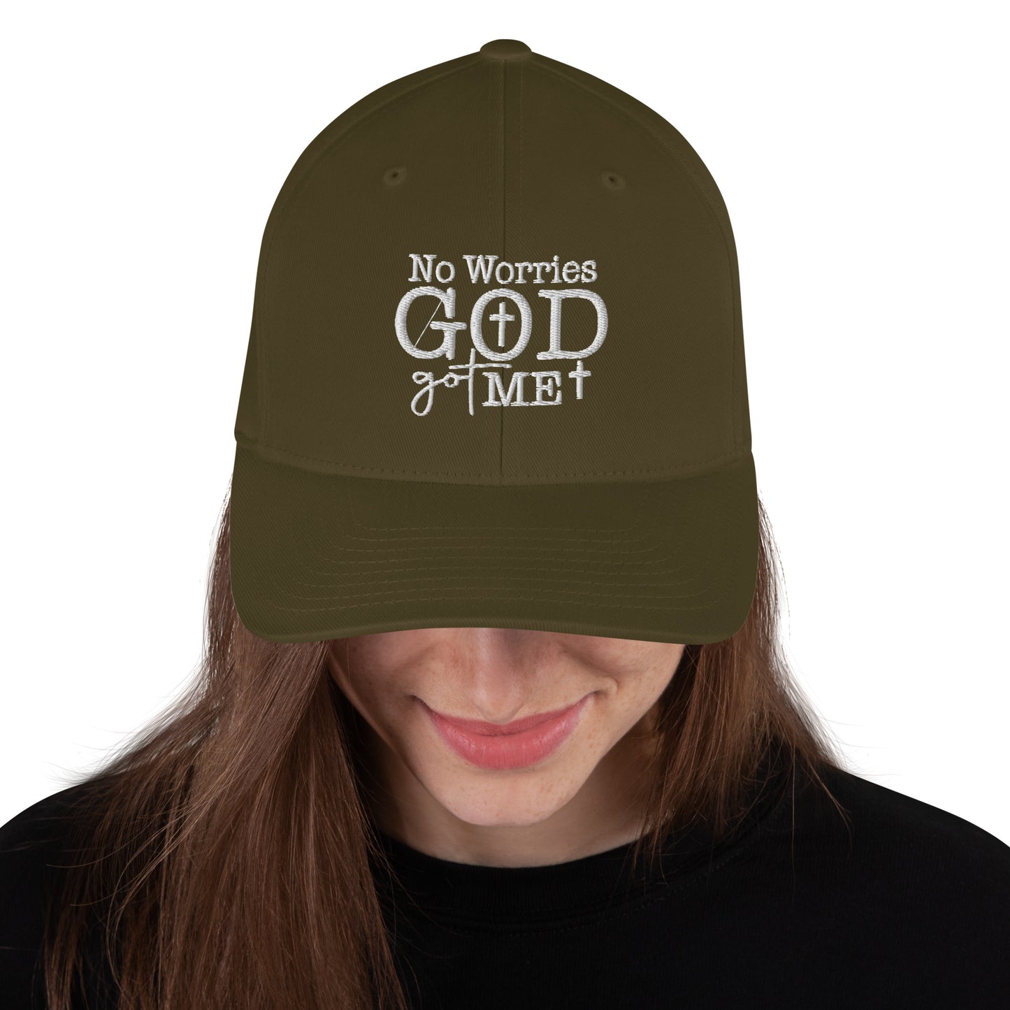 No Worries God Got Me Adult Christian Structured Twill hat