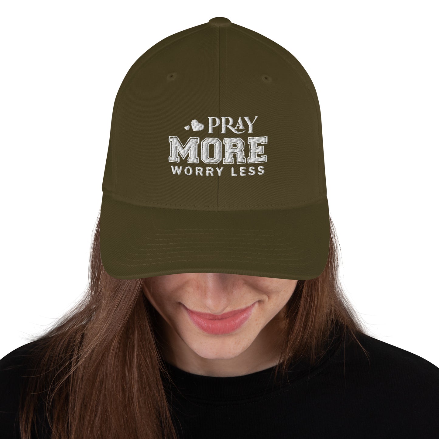 Pray More Worry Less Adult Christian Structured Twill Hat