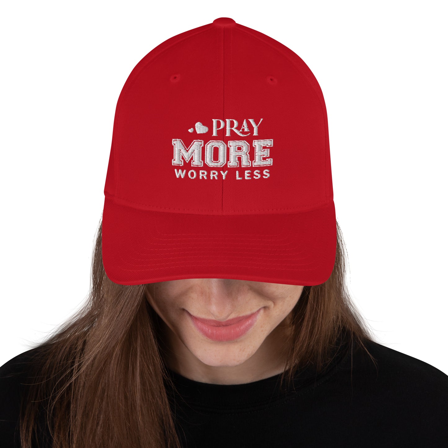 Pray More Worry Less Adult Christian Structured Twill Hat