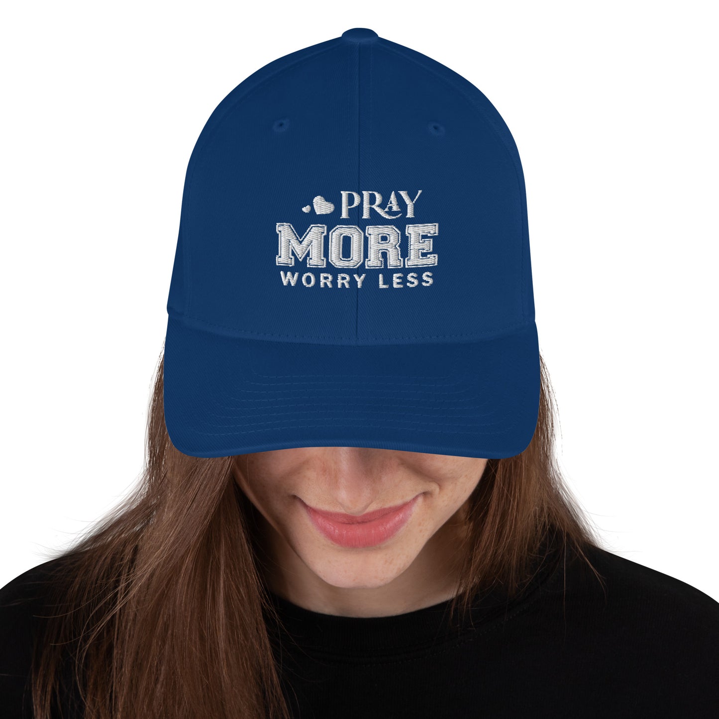 Pray More Worry Less Adult Christian Structured Twill Hat