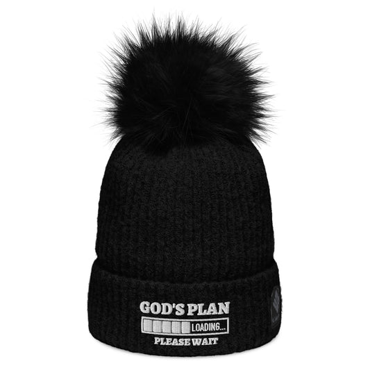 God's Plan Loading Premium Christian Adult Columbia pom-pom beanie