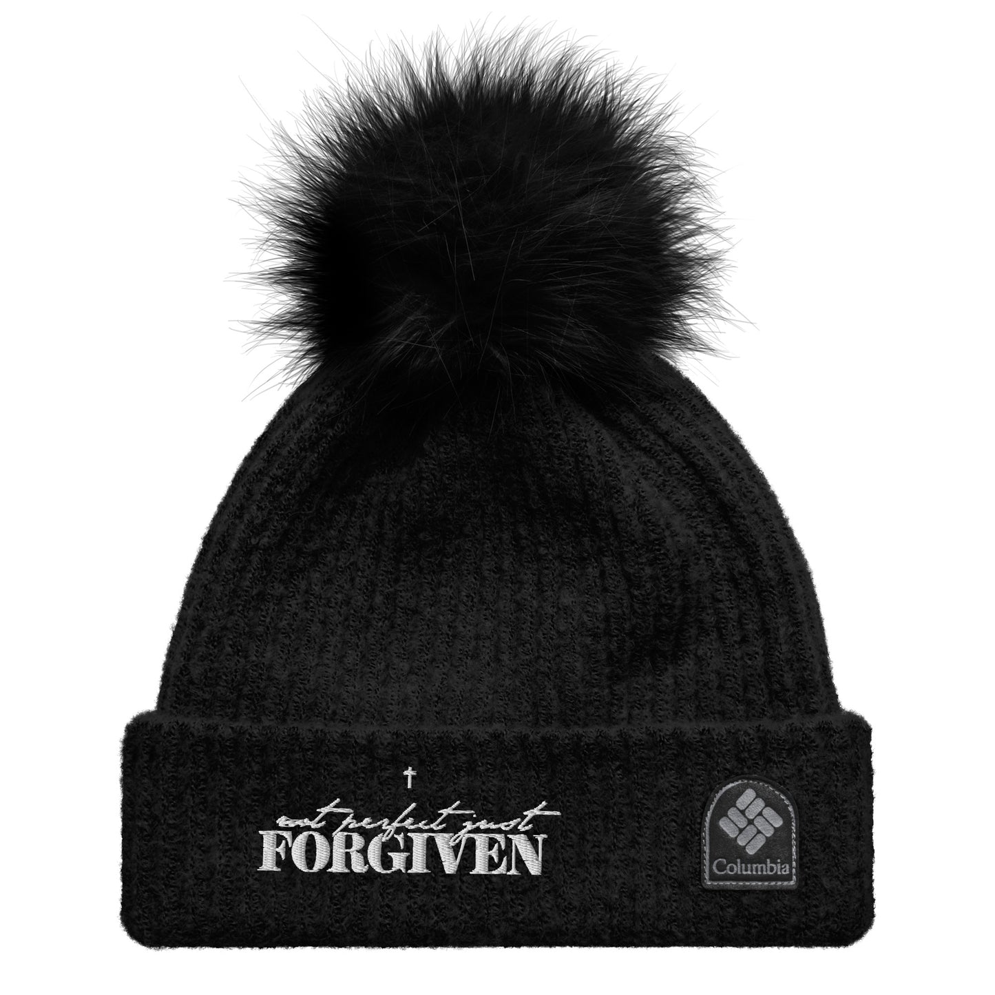 Not Perfect Just Forgiven Premium Adult Christian Columbia pom-pom beanie