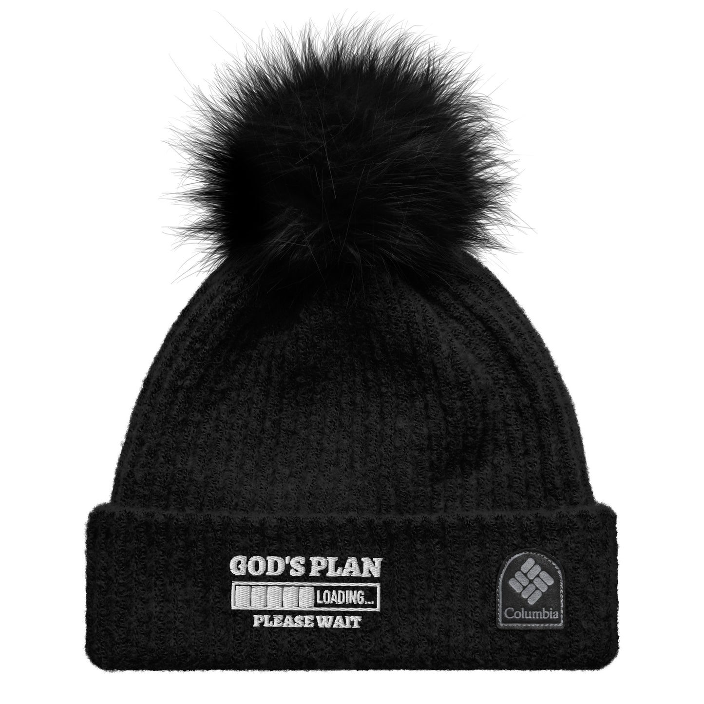 God's Plan Loading Premium Adult Christian Columbia pom-pom beanie