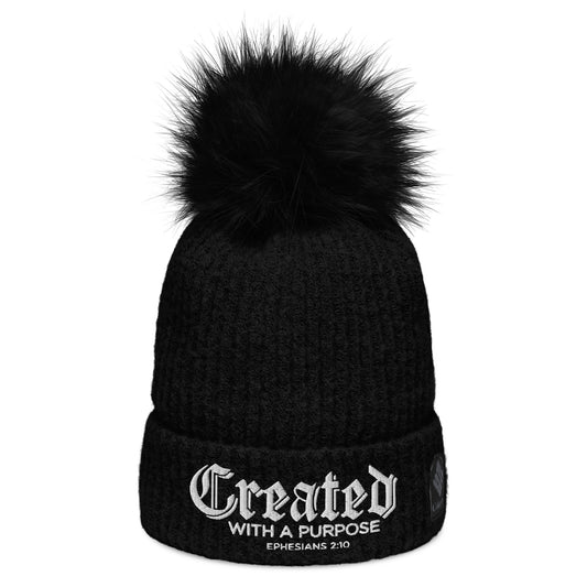 Created With A Purpose Premium Adult Christian Columbia pom-pom beanie