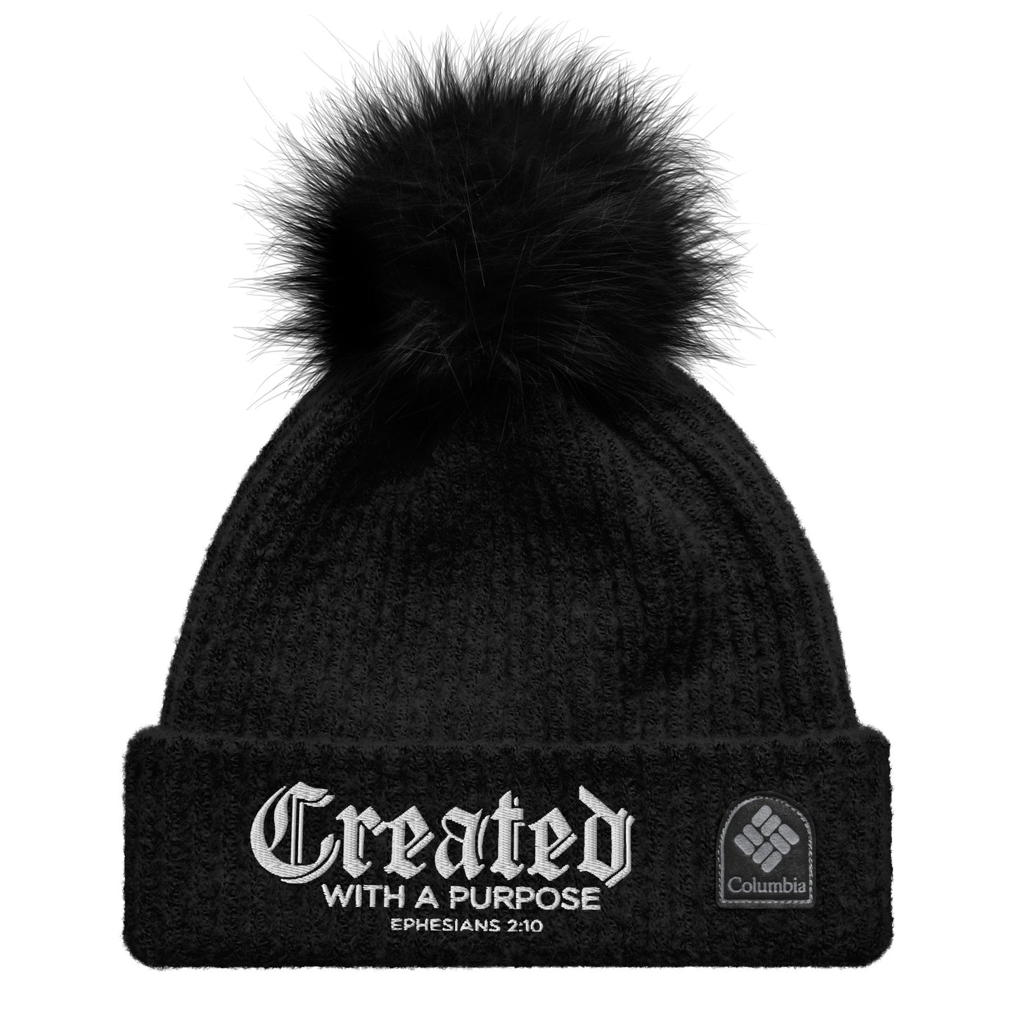 Created With A Purpose Premium Adult Christian Columbia pom-pom beanie