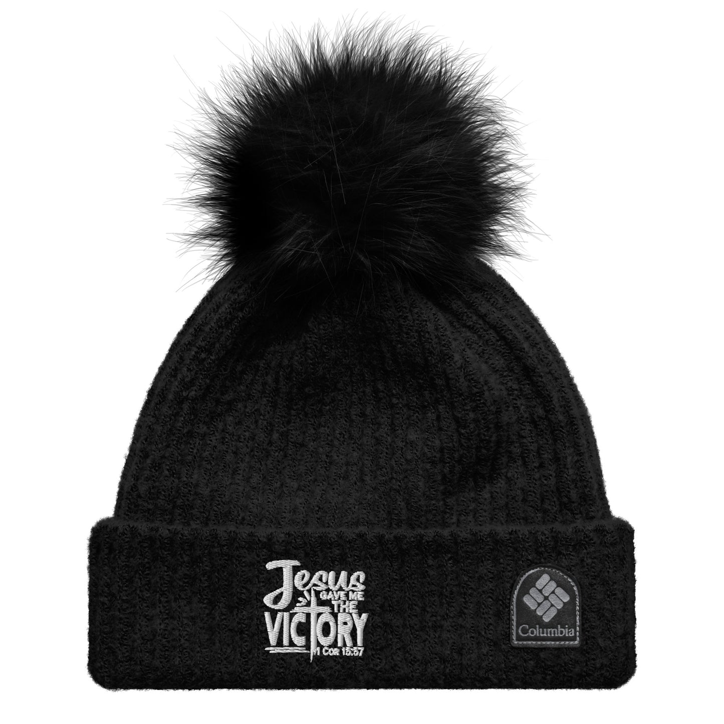 Jesus Gave Me The Victory Premium Christian Columbia pom-pom beanie