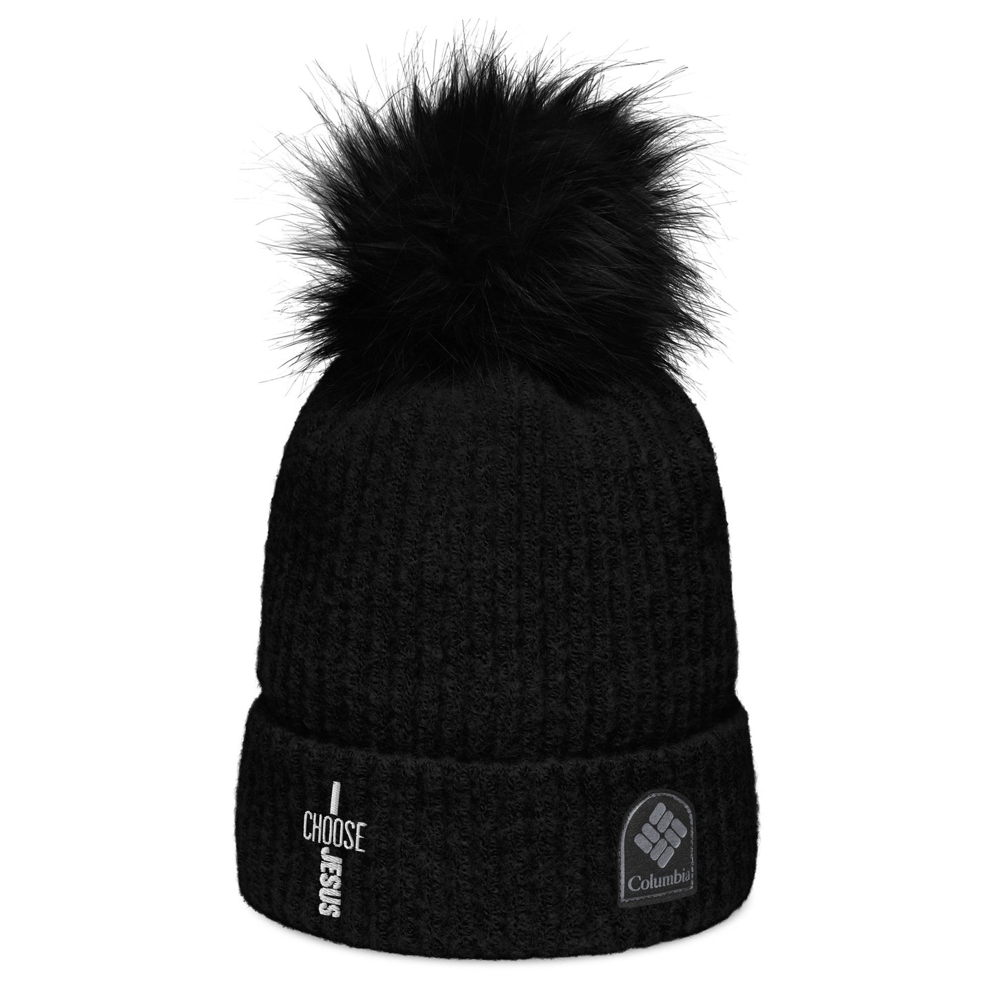 I Choose Jesus  Premium Christian Adult Columbia pom-pom beanie