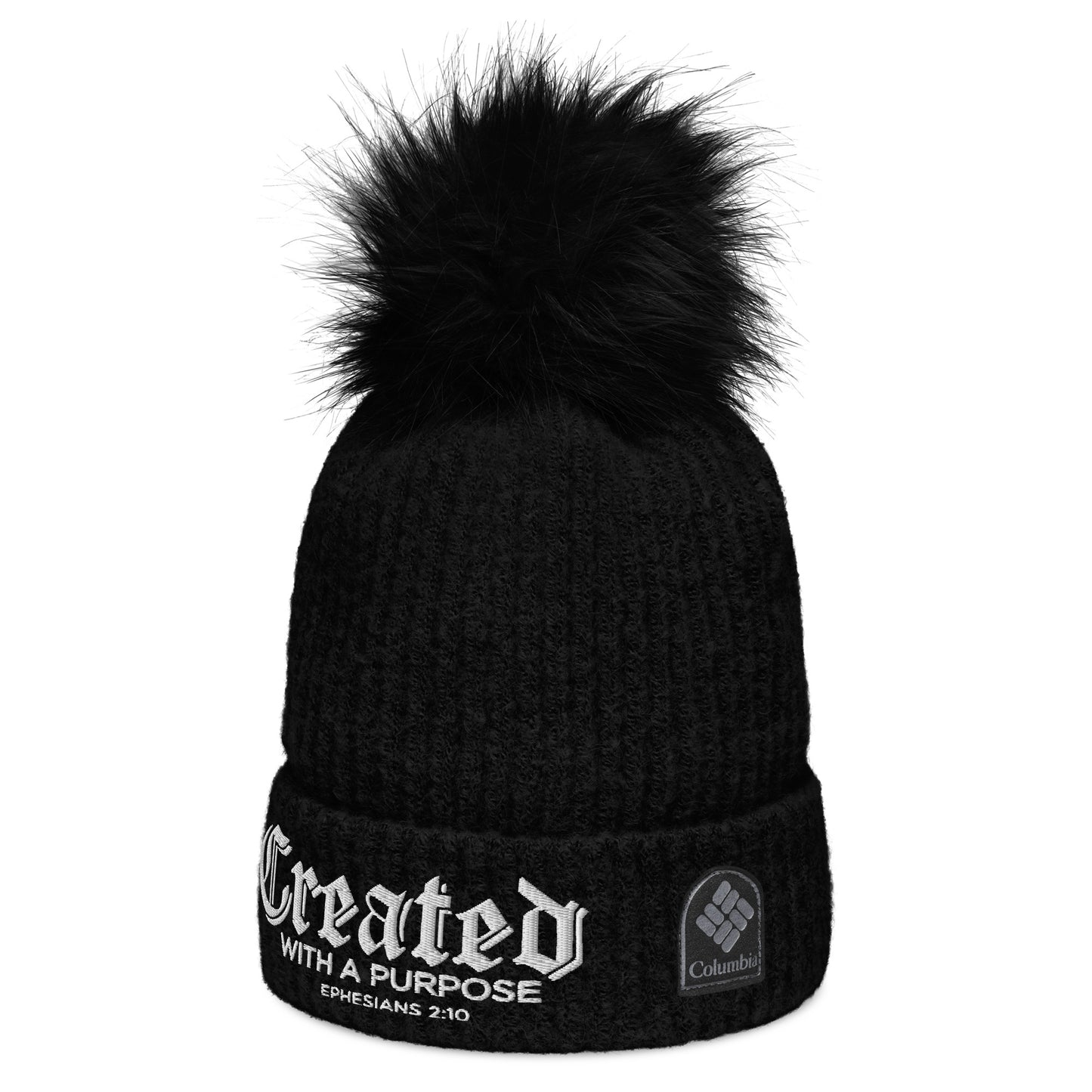 Created With A Purpose Premium Adult Christian Columbia pom-pom beanie