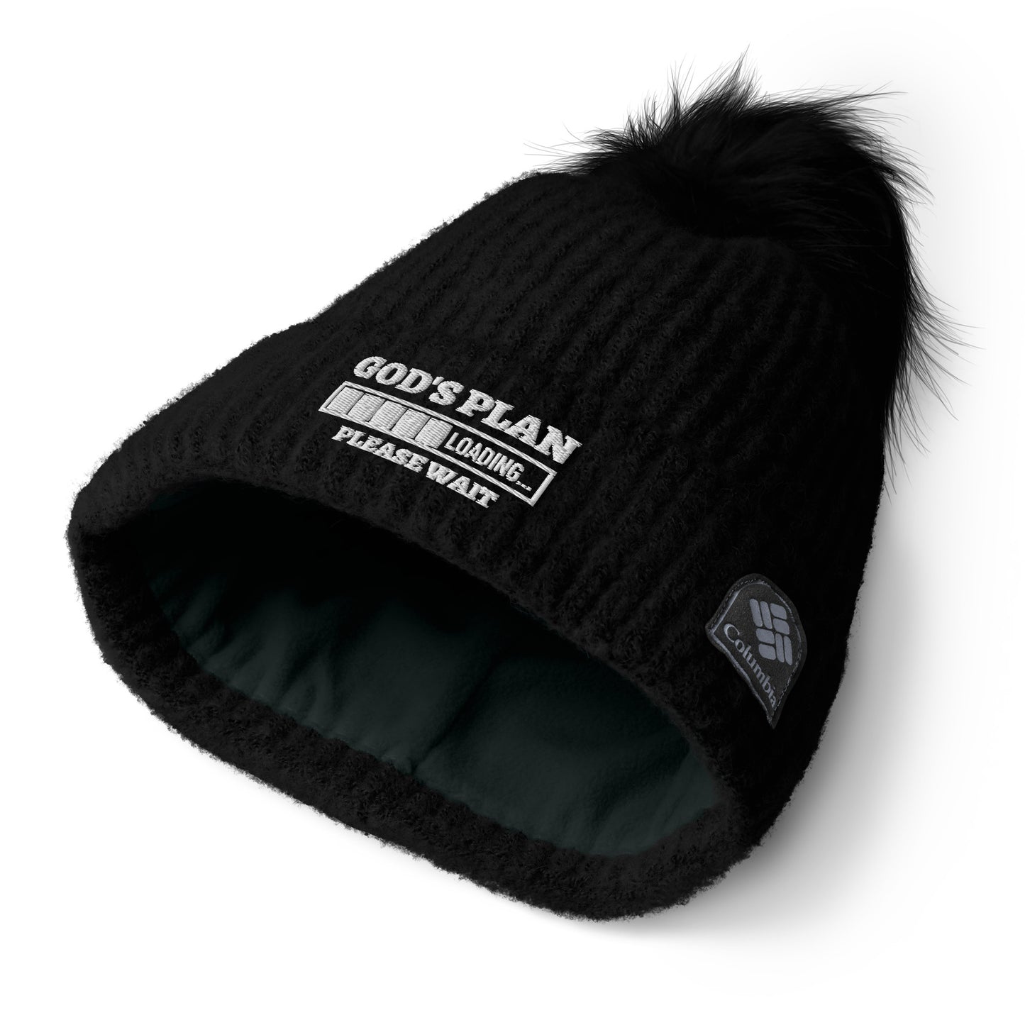 God's Plan Loading Premium Adult Christian Columbia pom-pom beanie