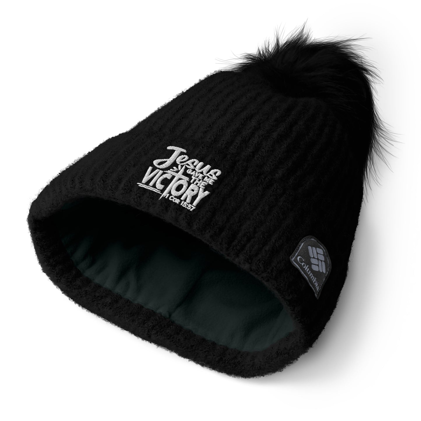 Jesus Gave Me The Victory Premium Christian Columbia pom-pom beanie