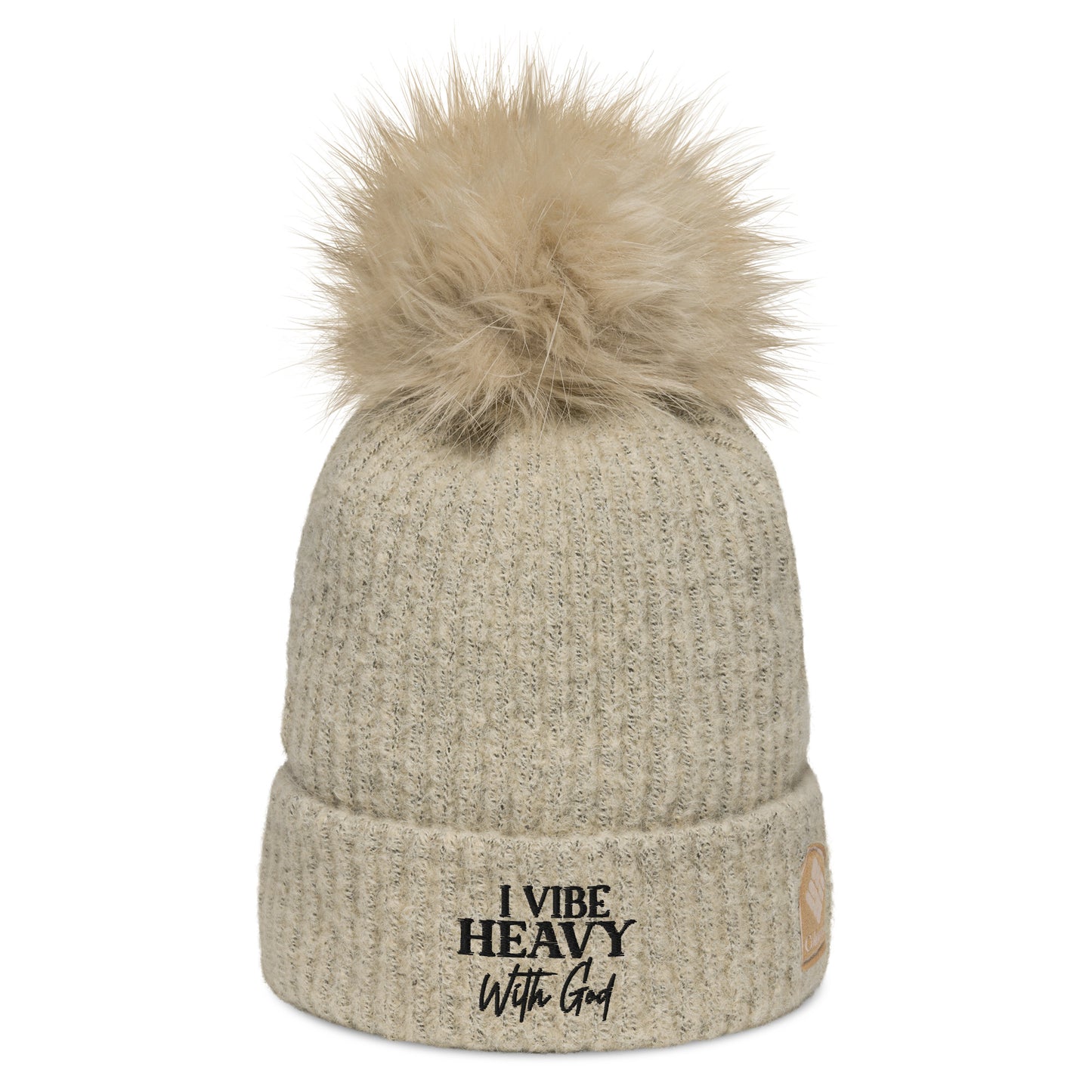 I Vibe Heavy With God  Premium Christian Adult Columbia pom-pom beanie