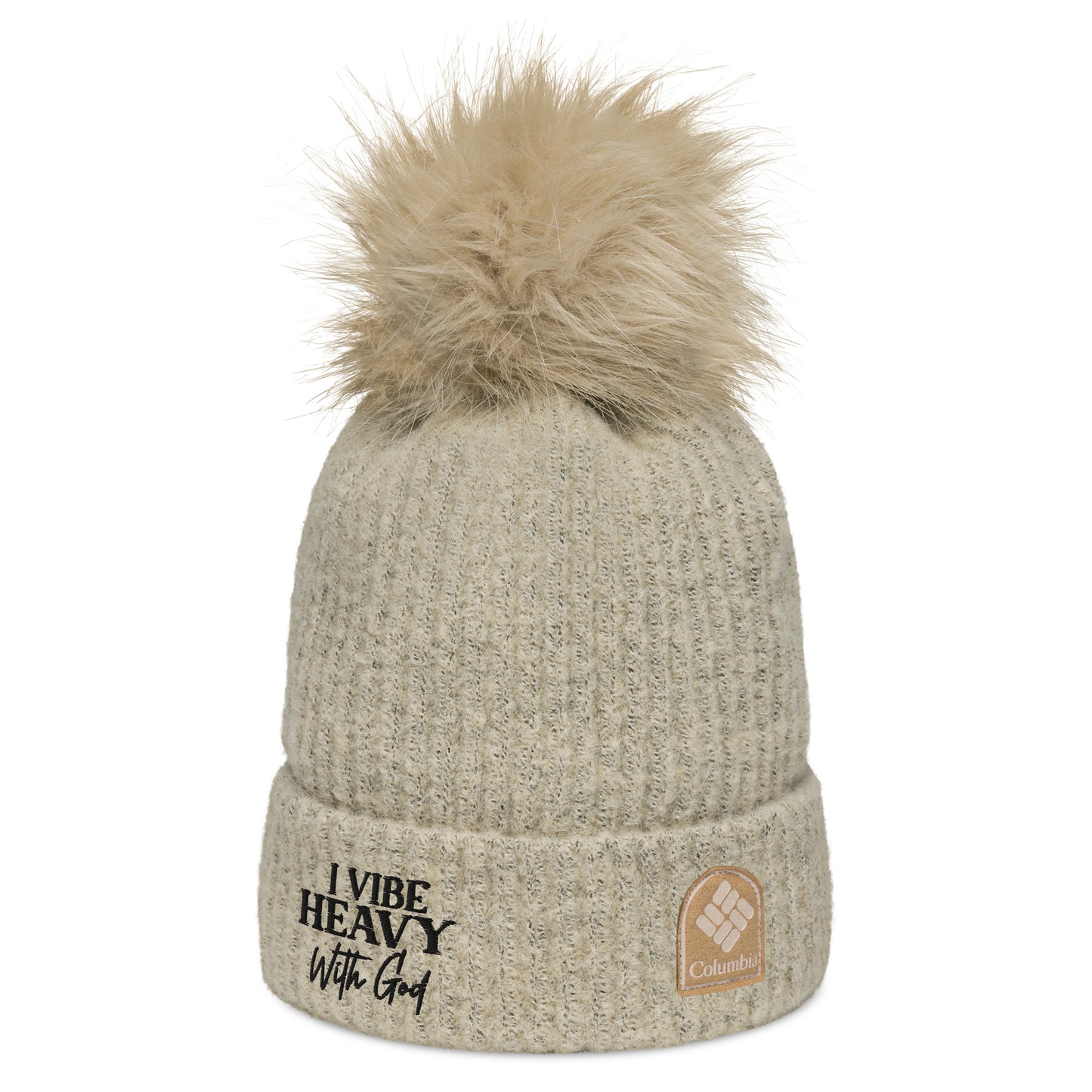 I Vibe Heavy With God  Premium Christian Adult Columbia pom-pom beanie