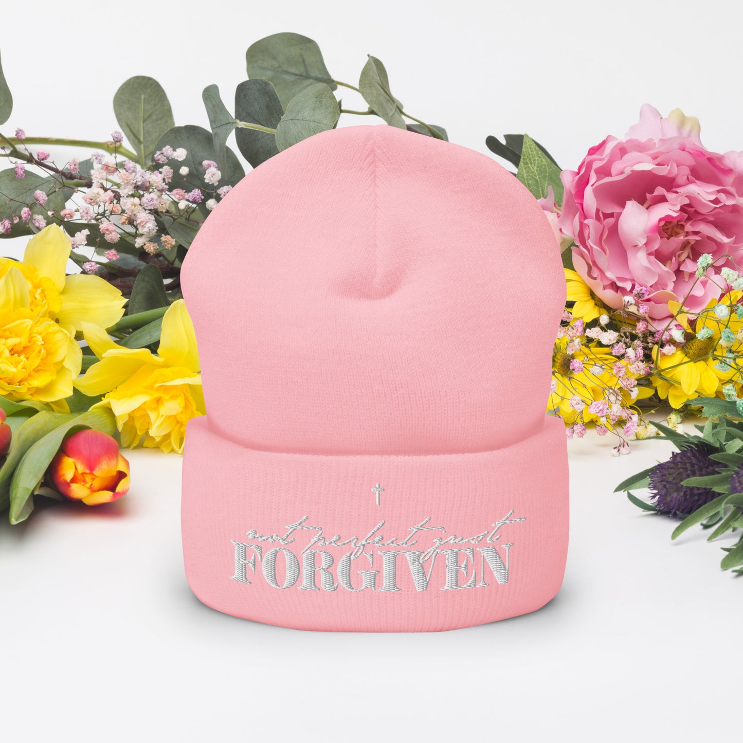 Not Perfect Just Forgiven Adult Christian Cuffed Beanie