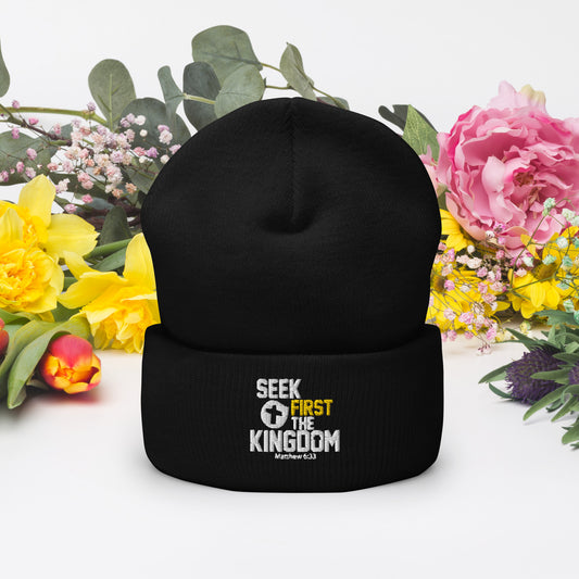 Seek First The Kingdom Adult Christian Cuffed Beanie