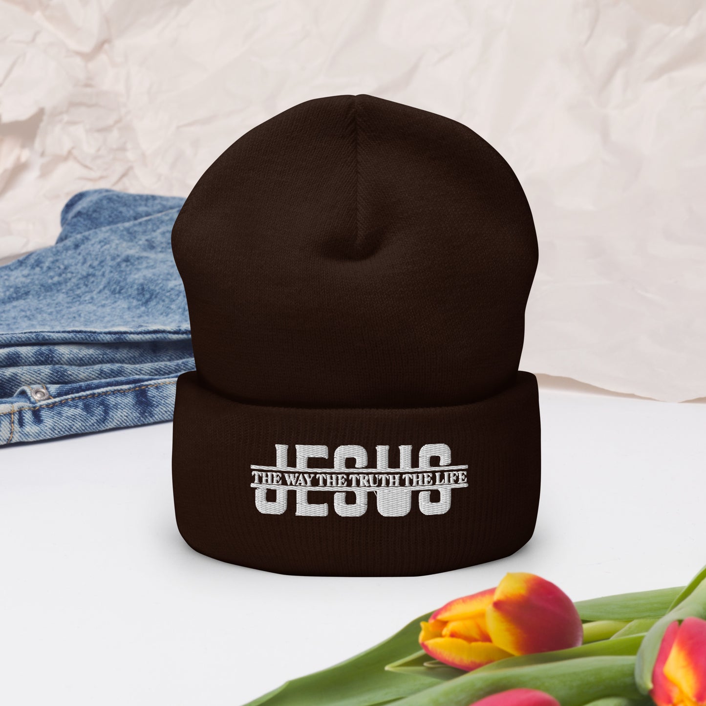 Jesus The Way The Truth The Life Adult Christian Cuffed Beanie