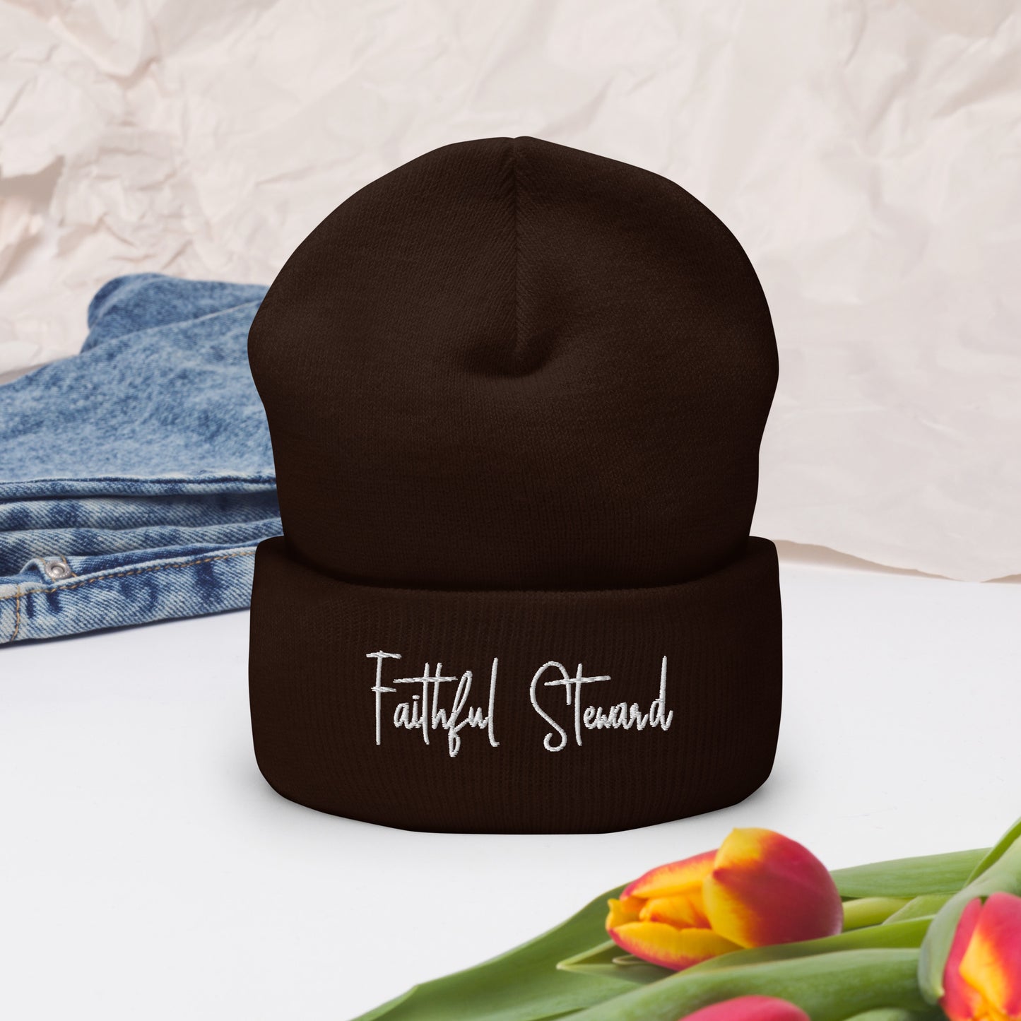 Faithful Steward Adult Christian Cuffed Beanie