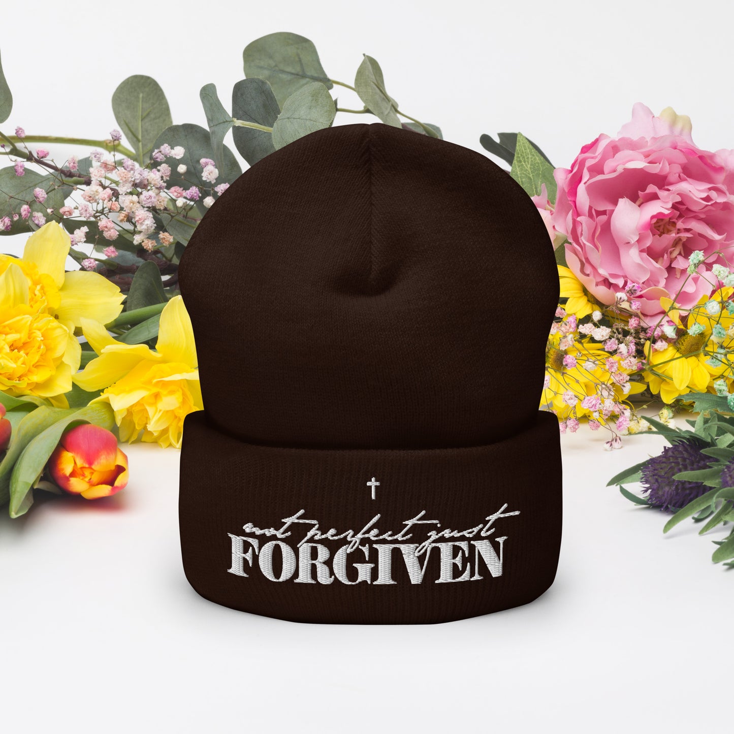 Not Perfect Just Forgiven Adult Christian Cuffed Beanie