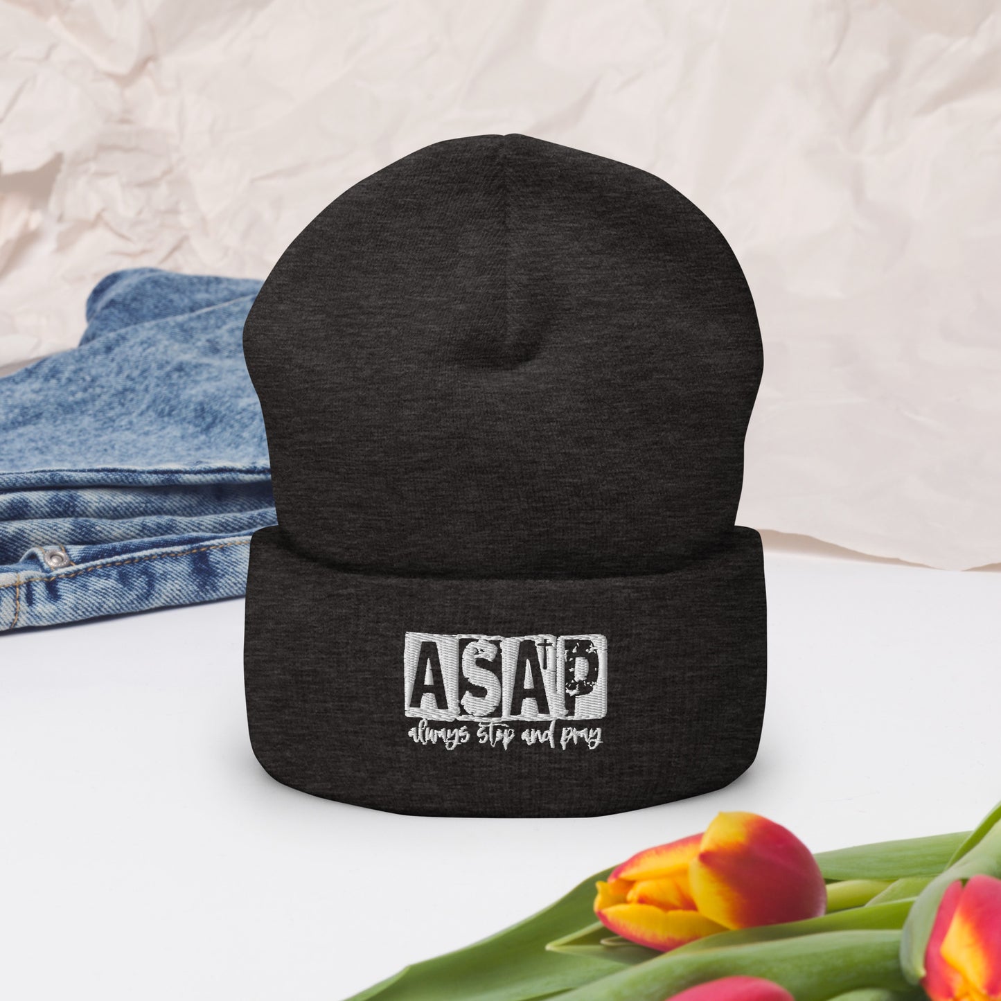 ASAP Always Stop And Pray Adult Christian Cuffed Beanie