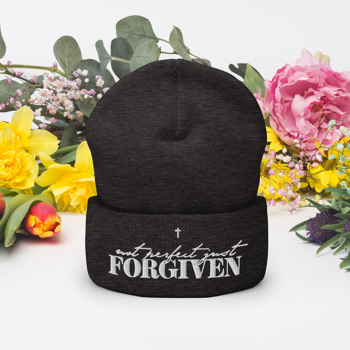 Not Perfect Just Forgiven Adult Christian Cuffed Beanie