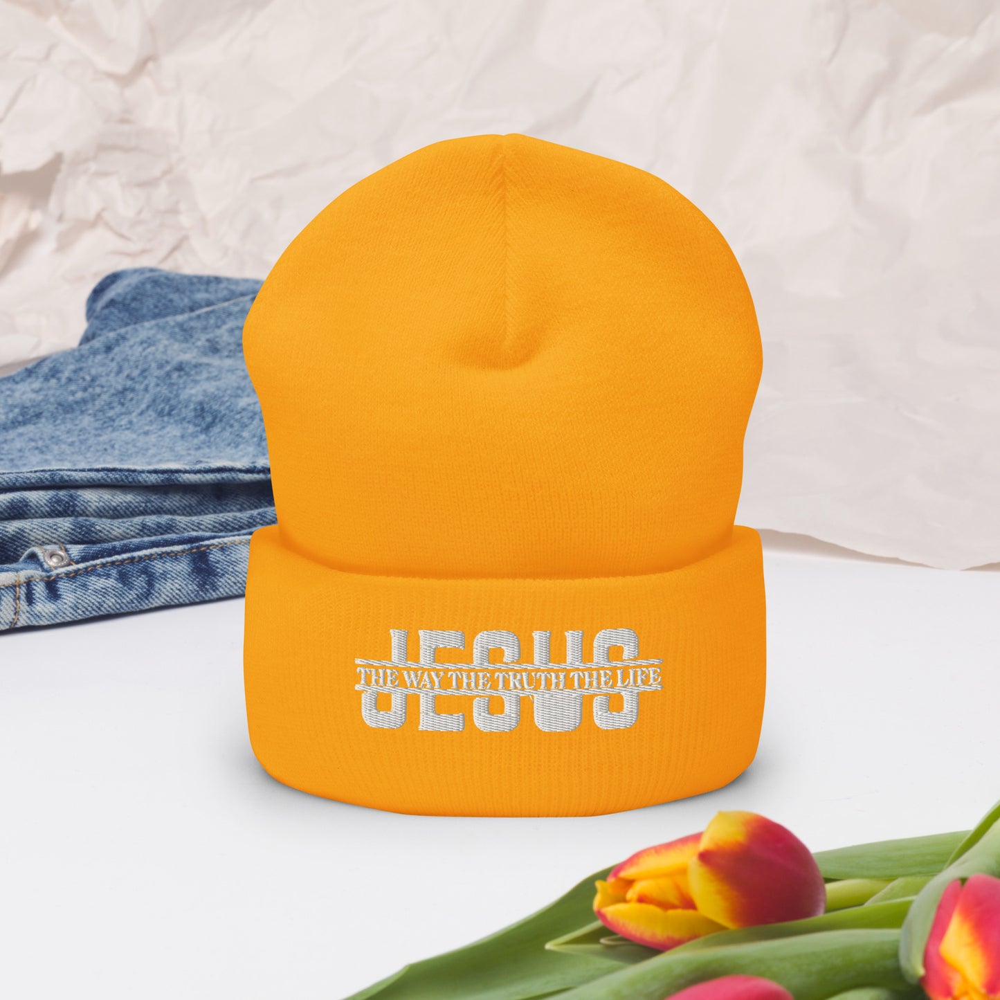 Jesus The Way The Truth The Life Adult Christian Cuffed Beanie