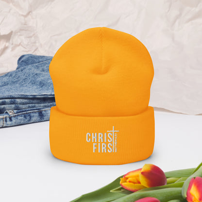 Christ First Adult Christian Cuffed Beanie