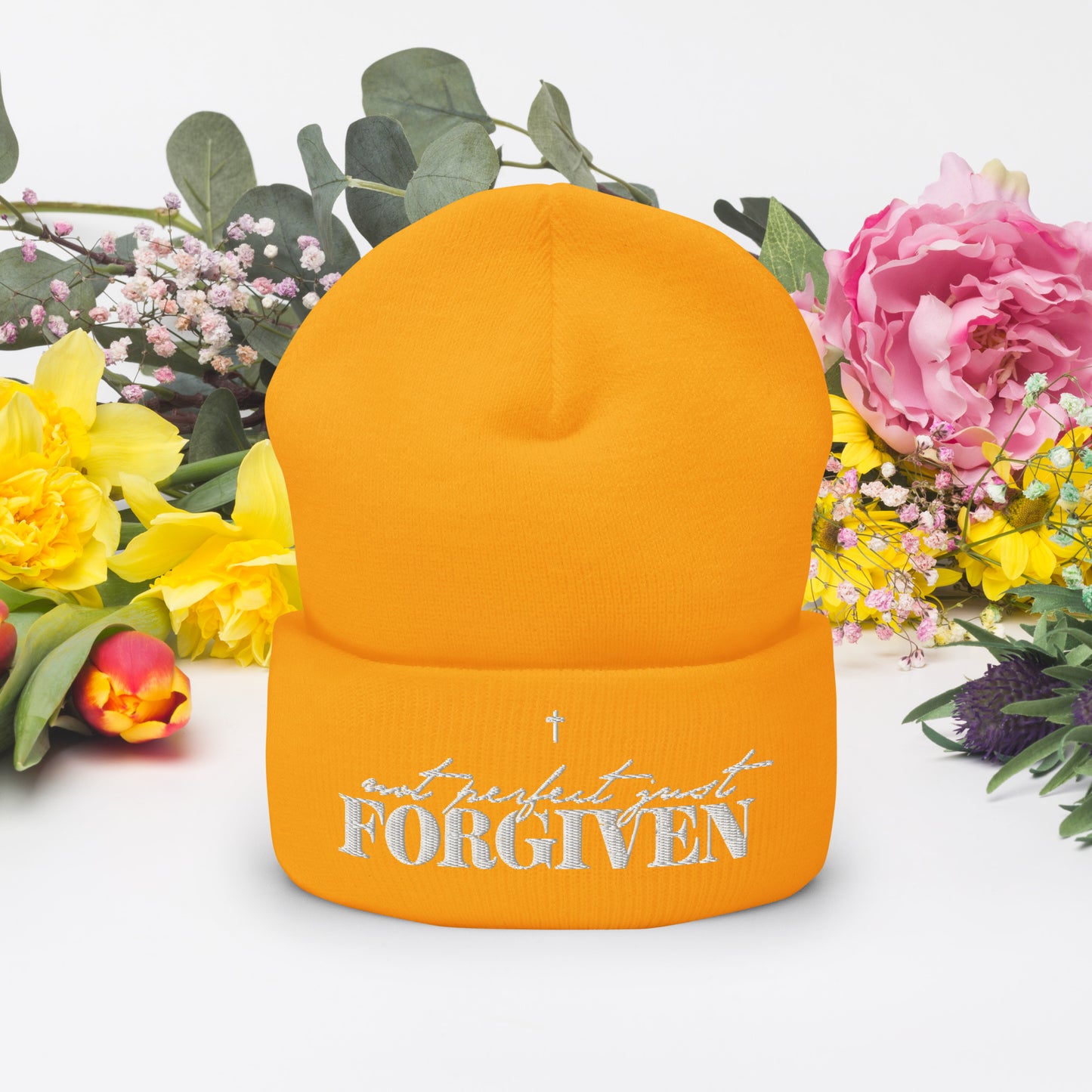 Not Perfect Just Forgiven Adult Christian Cuffed Beanie